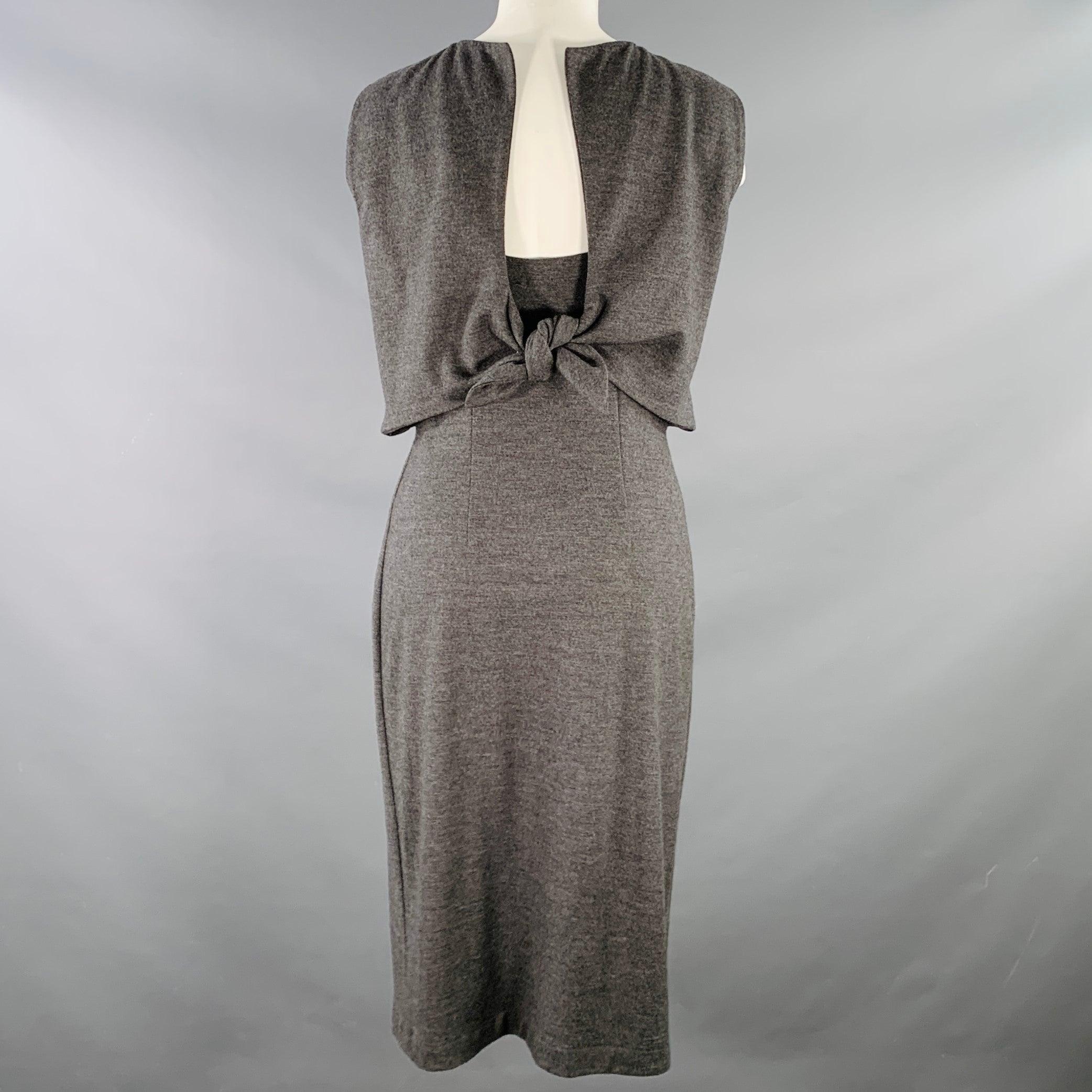JIL SANDER Vestido sin mangas y con espalda cruzada en Jersey gris jaspeado talla 6 Gris en venta