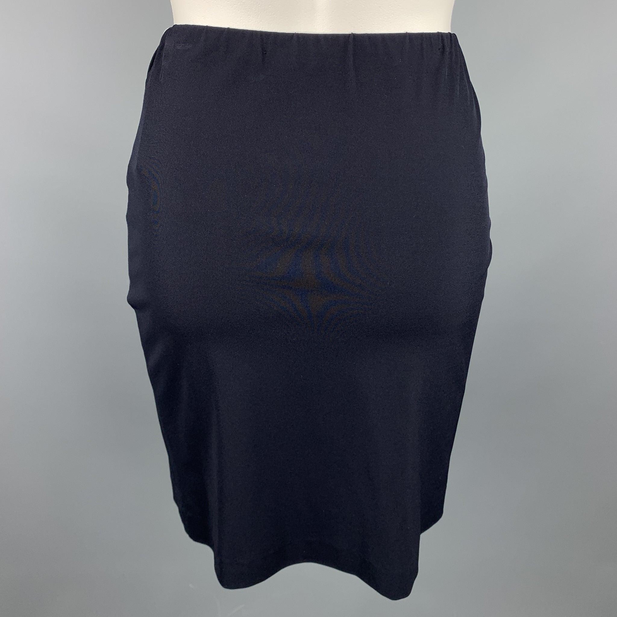 JIL SANDER Size 6 Navy Jersey Elastic Waistband Pencil Skirt In Good Condition For Sale In San Francisco, CA