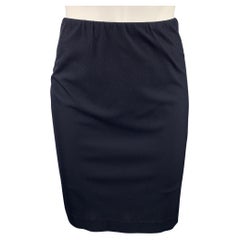 JIL SANDER Size 6 Navy Jersey Elastic Waistband Pencil Skirt