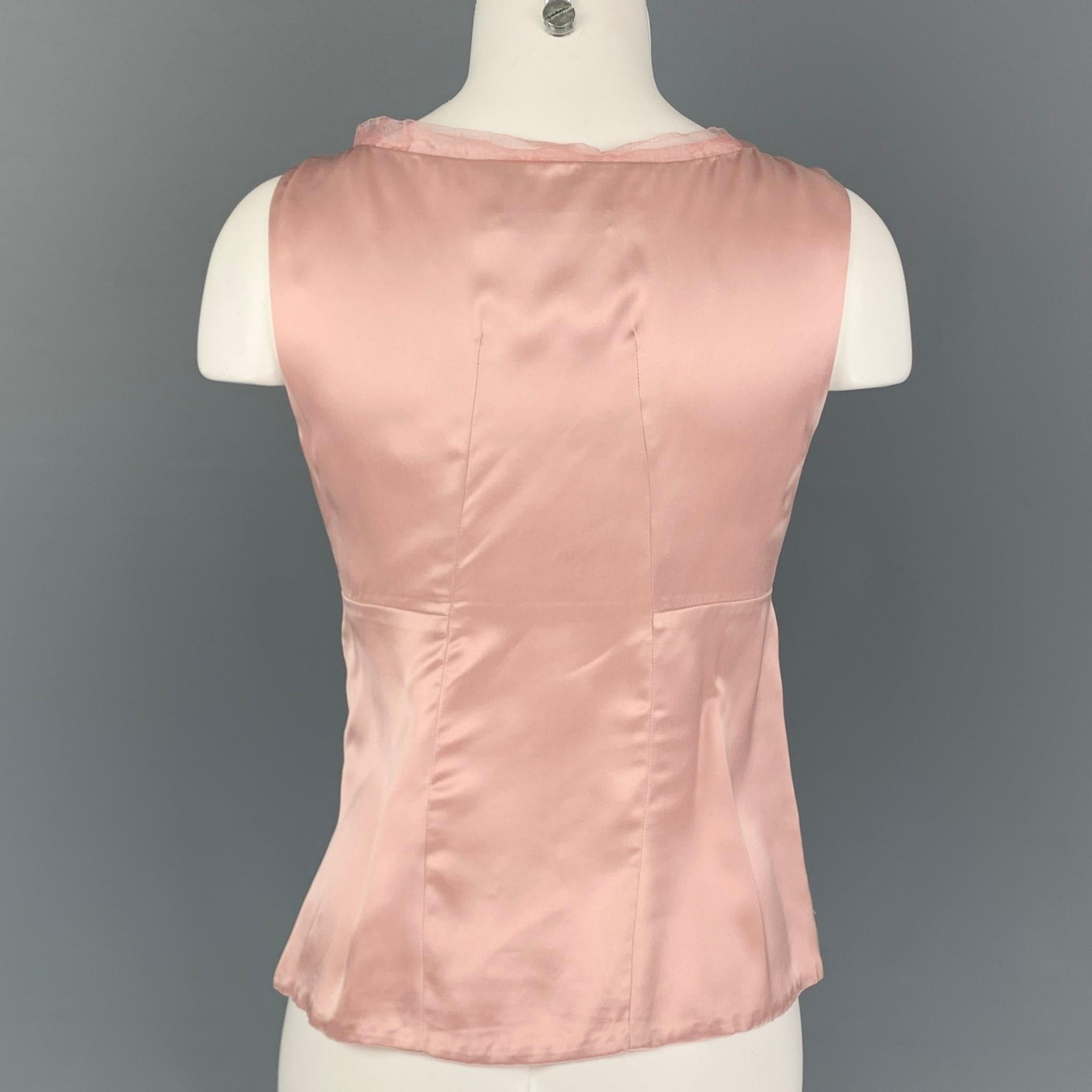 JIL SANDER Size 6 Pink Silk Camisole Dress Top In Good Condition In San Francisco, CA
