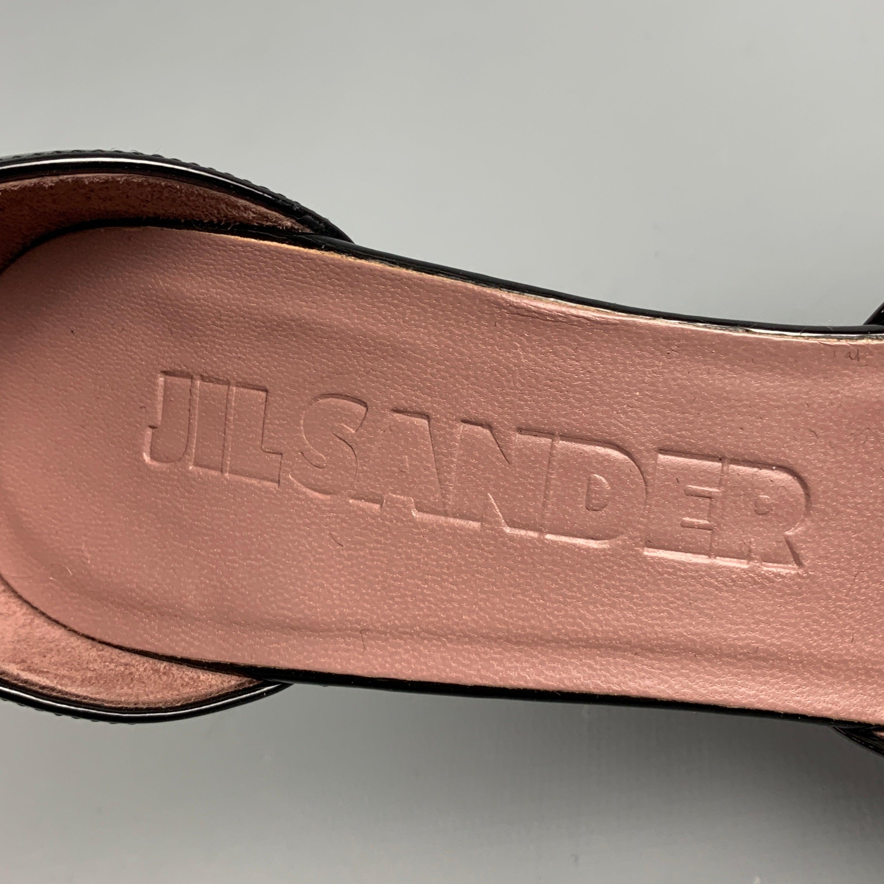 JIL SANDER Size 6.5 Black & Nude Color Block Patent Leather Pumps For Sale 2