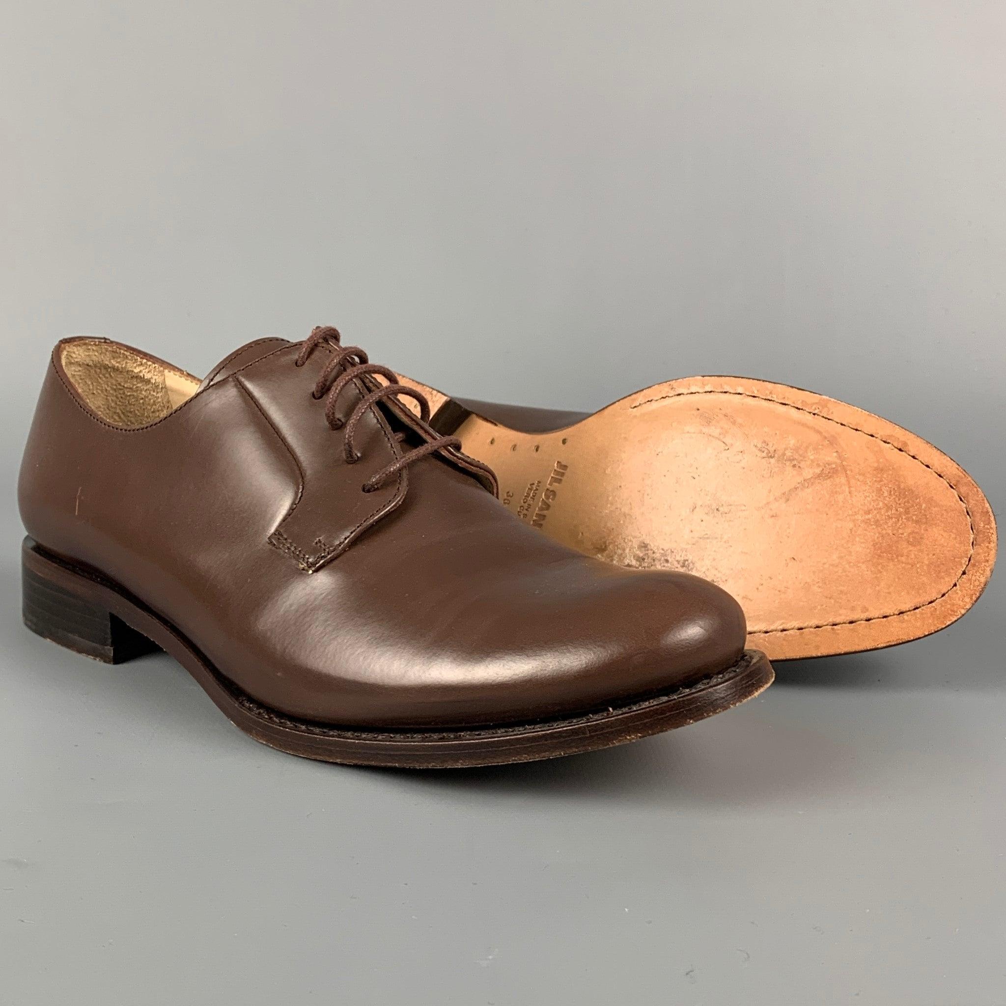 JIL SANDER Size 6.5 Brown Leather Derby Lace-Up Shoes For Sale 1