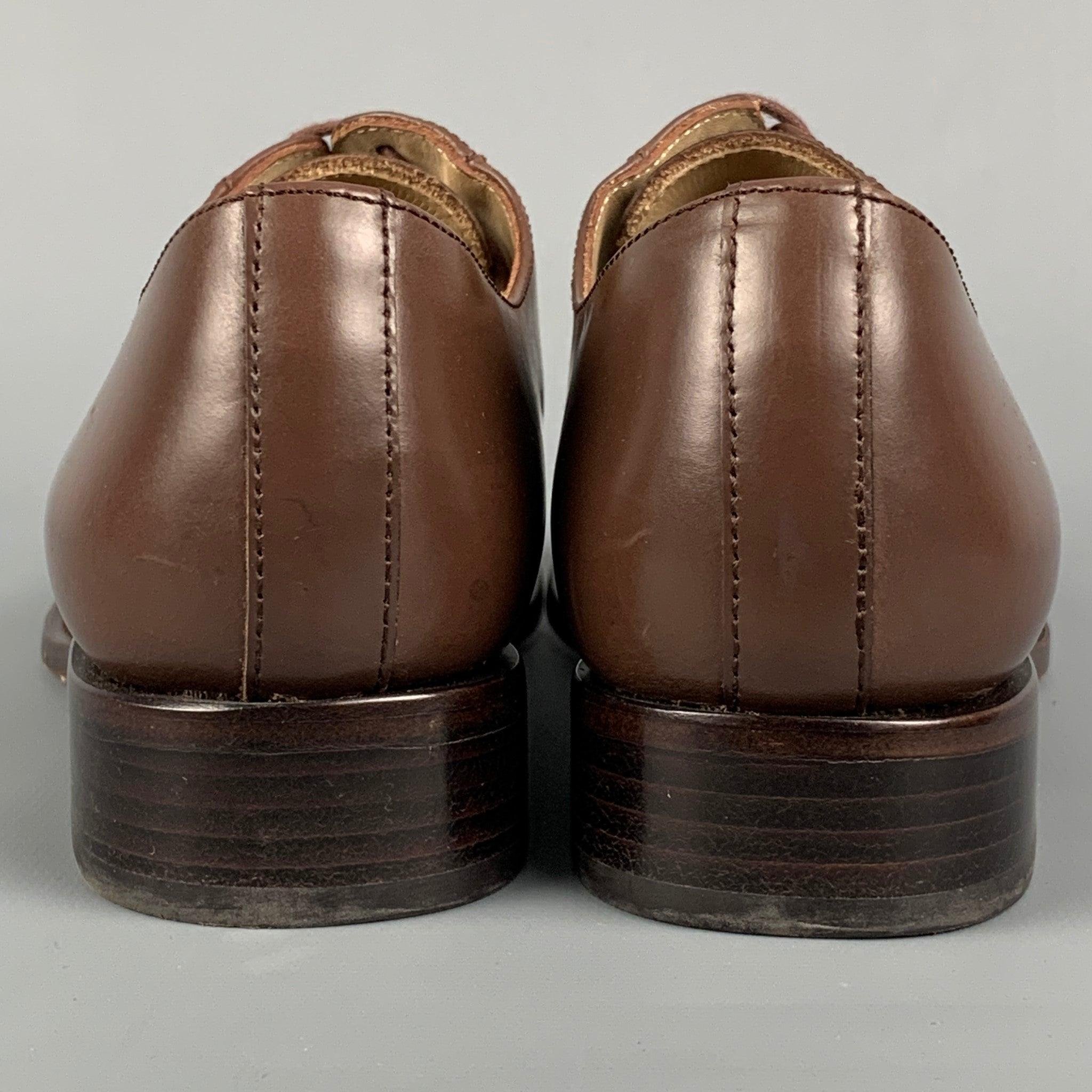 JIL SANDER Taille 6.5 Chaussures à lacets en cuir marron en vente 1