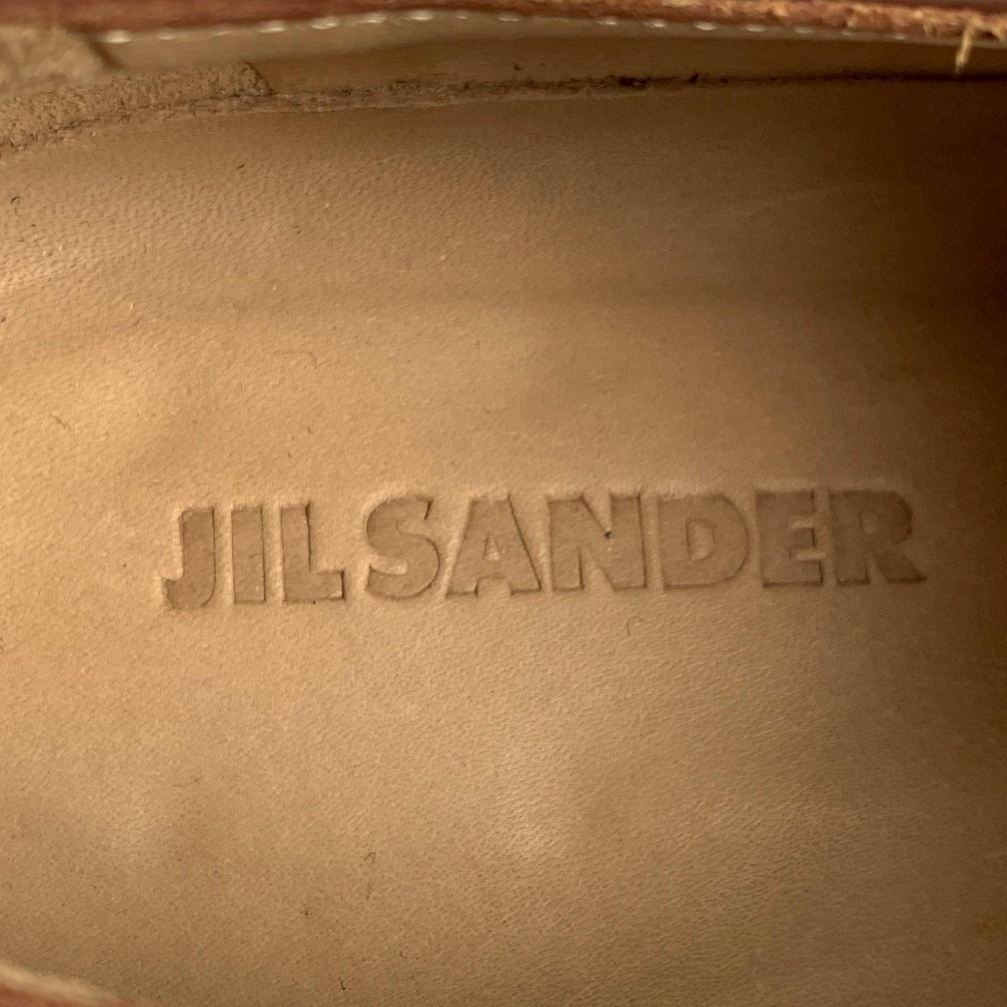 JIL SANDER Taille 6.5 Chaussures à lacets en cuir marron en vente 2