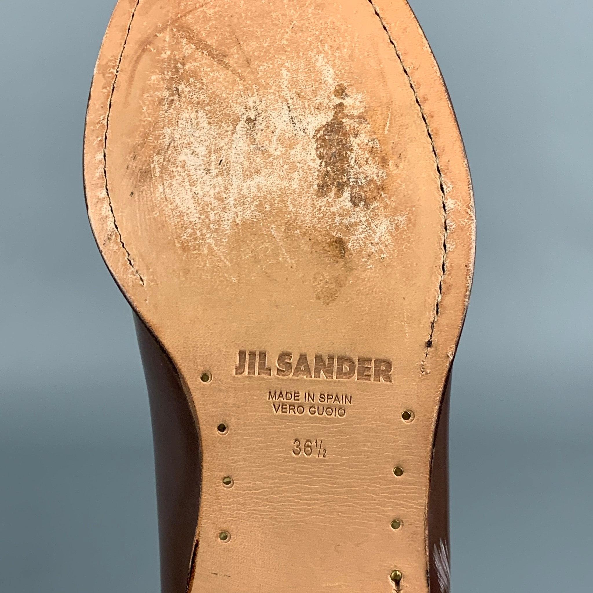 JIL SANDER Taille 6.5 Chaussures à lacets en cuir marron en vente 3