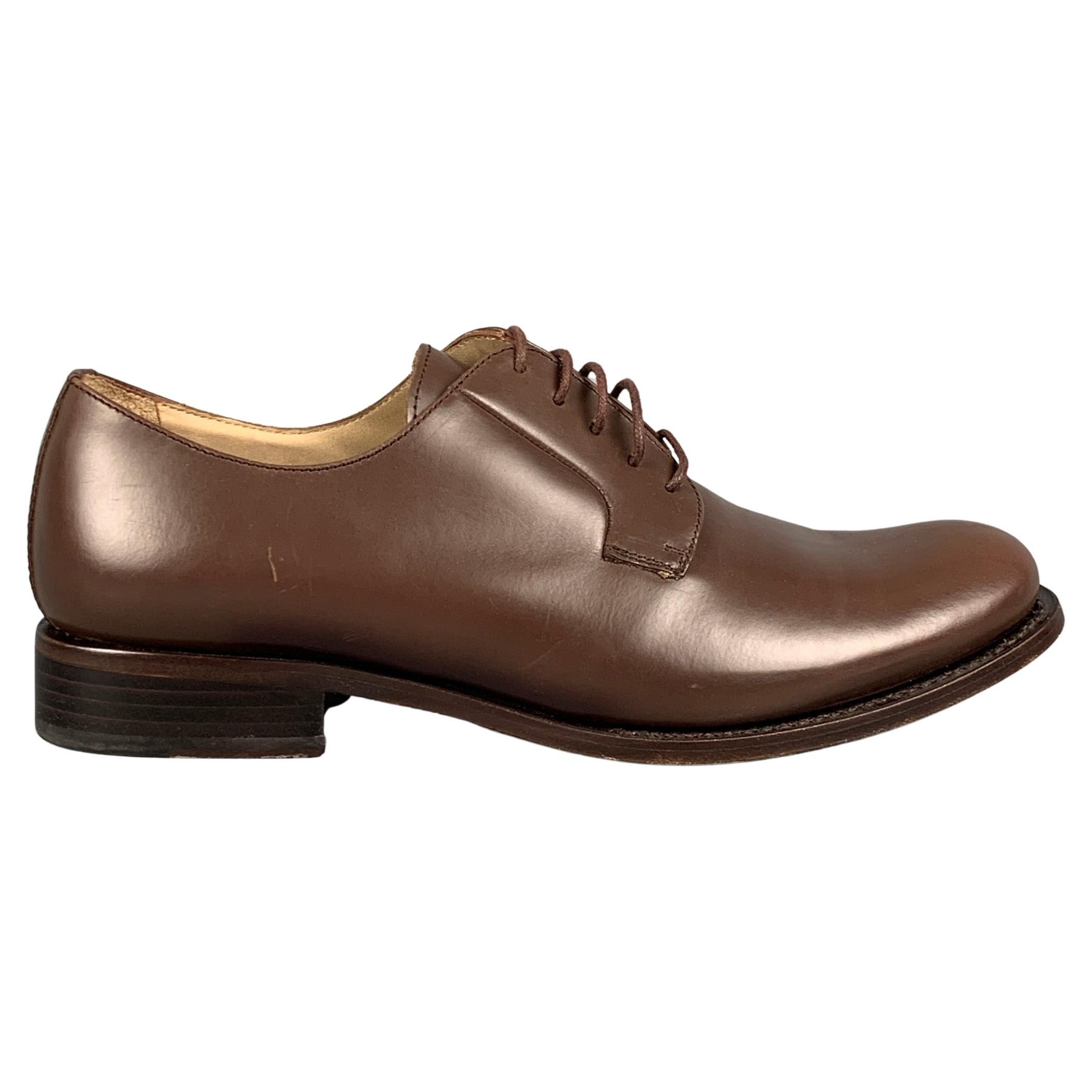 JIL SANDER Size 6.5 Brown Leather Lace Up Shoes For Sale at 1stDibs