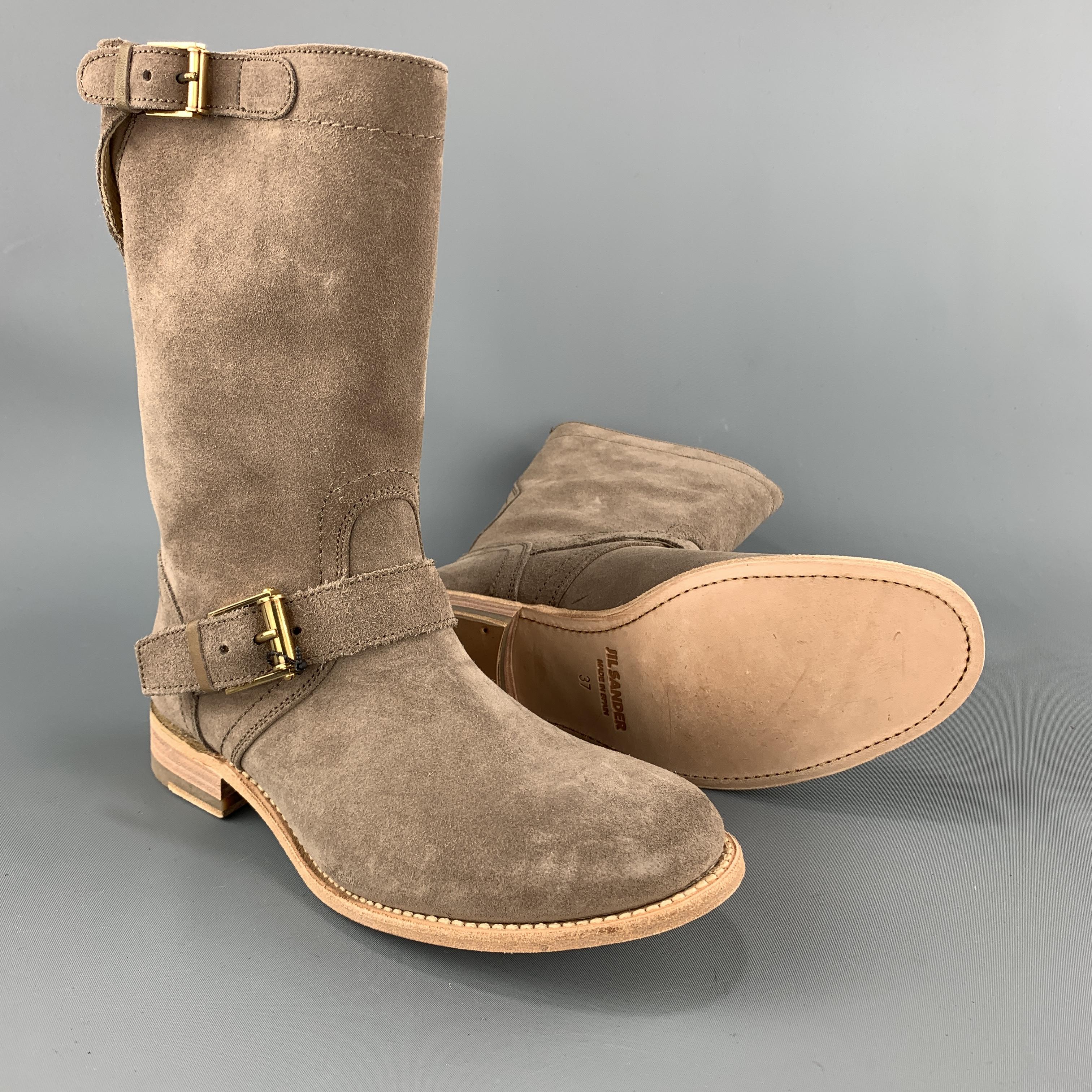 taupe biker boots