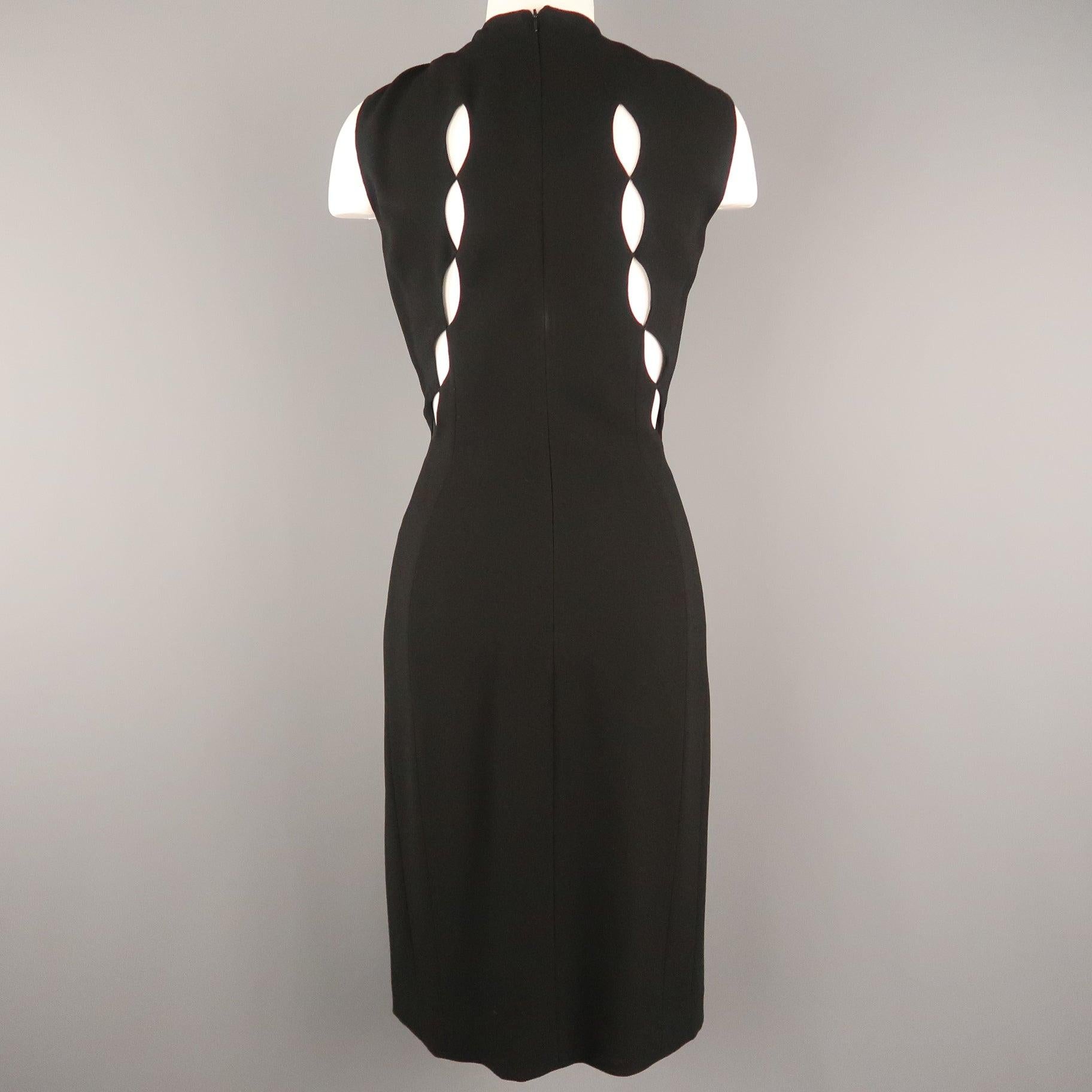 JIL SANDER Size 8 Black Back Cutouts V Neck Sleeveless Shift Dress In Excellent Condition For Sale In San Francisco, CA