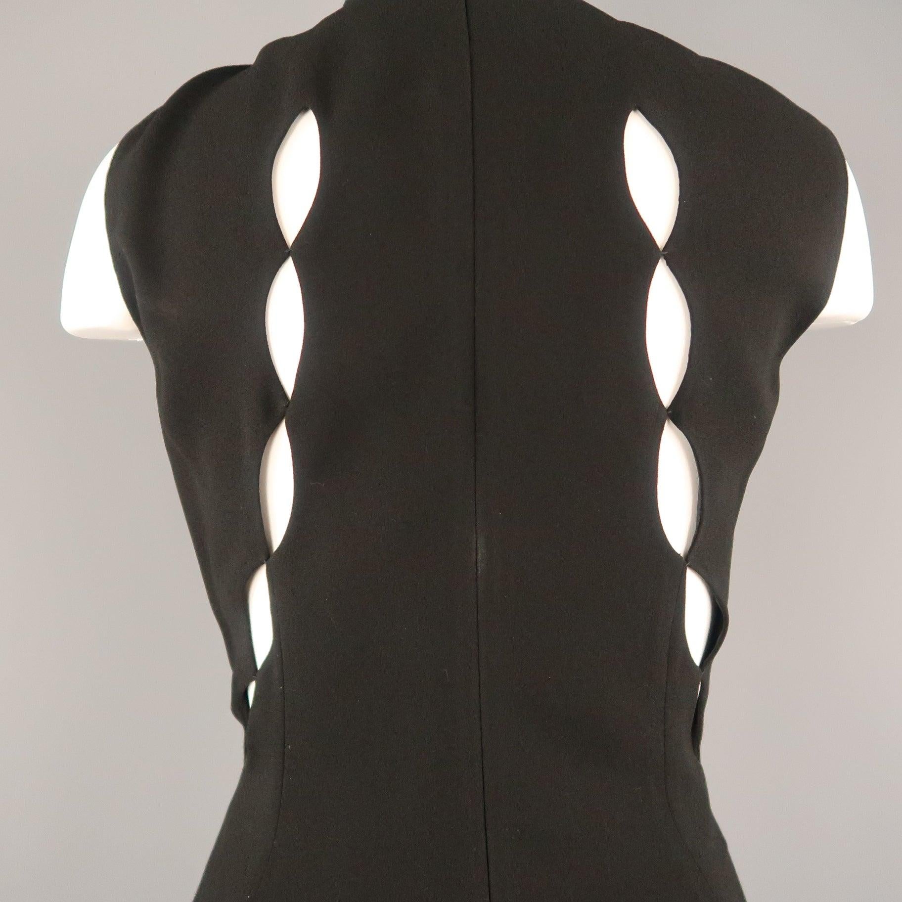 Women's JIL SANDER Size 8 Black Back Cutouts V Neck Sleeveless Shift Dress For Sale