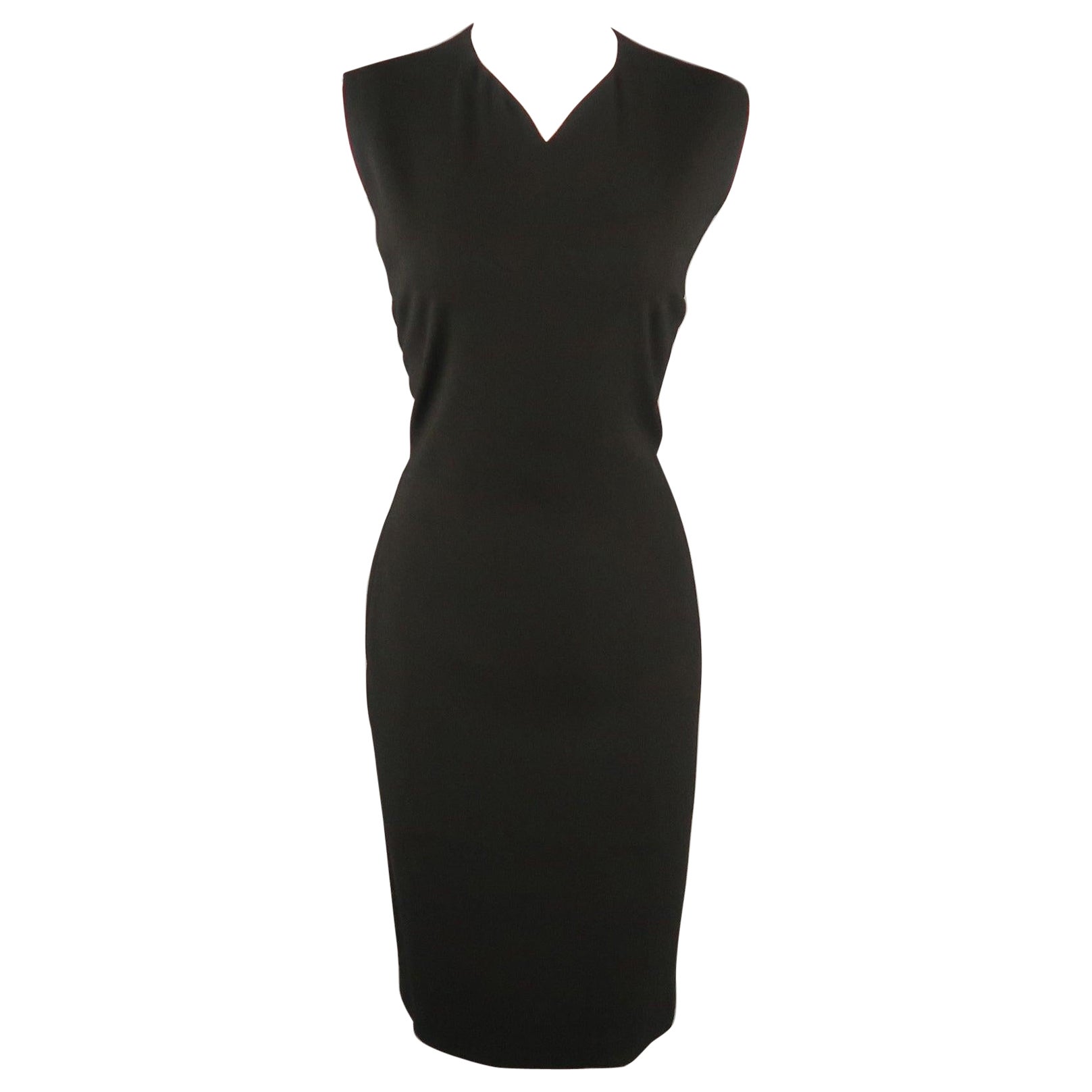 JIL SANDER Size 8 Black Back Cutouts V Neck Sleeveless Shift Dress