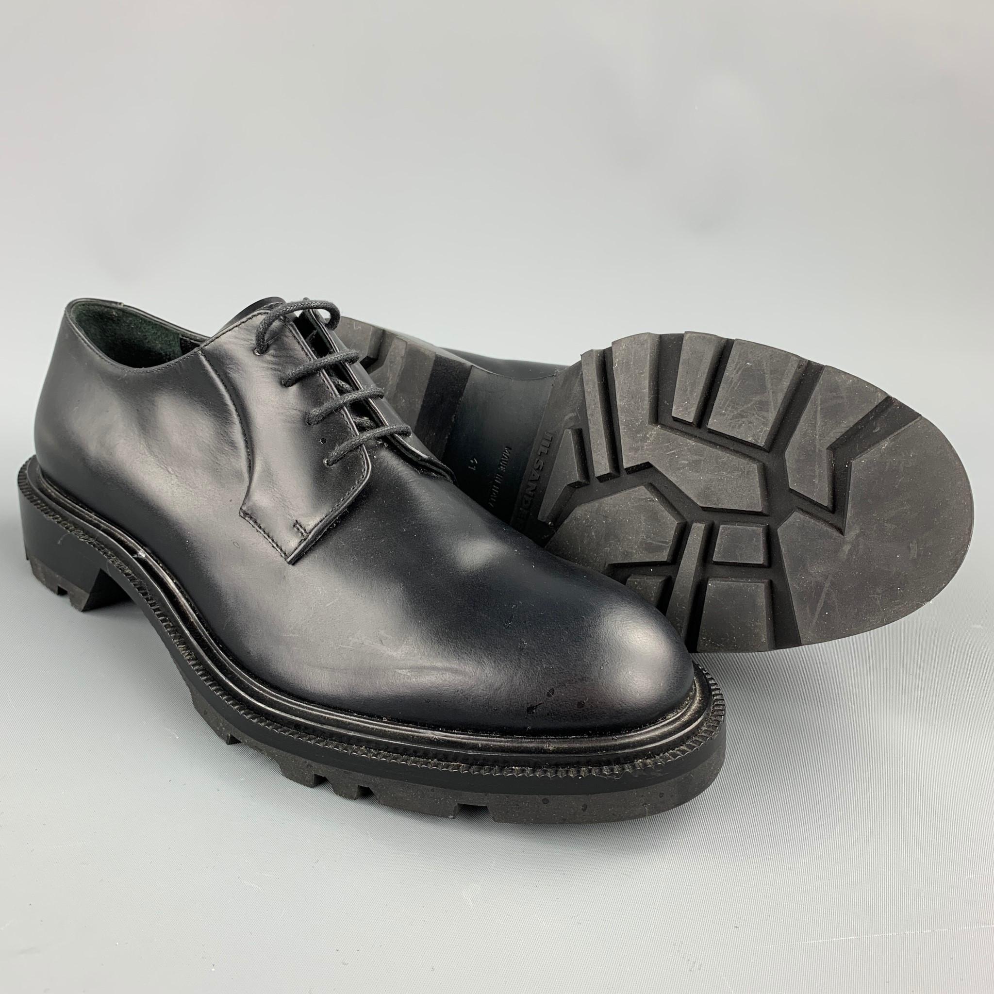 JIL SANDER Size 8 Black Leather Chunky Sole Lace Up Shoes In Good Condition In San Francisco, CA