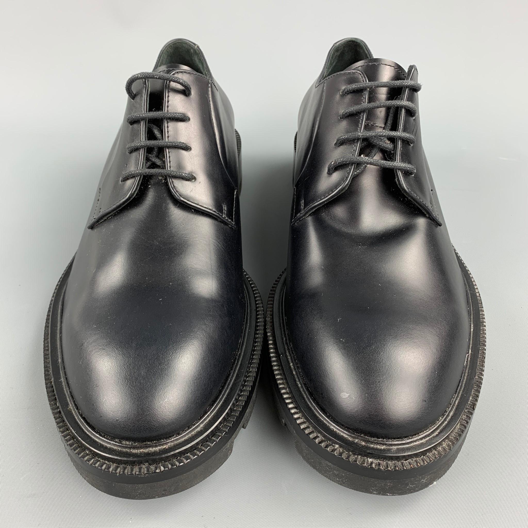 Men's JIL SANDER Size 8 Black Leather Chunky Sole Lace Up Shoes