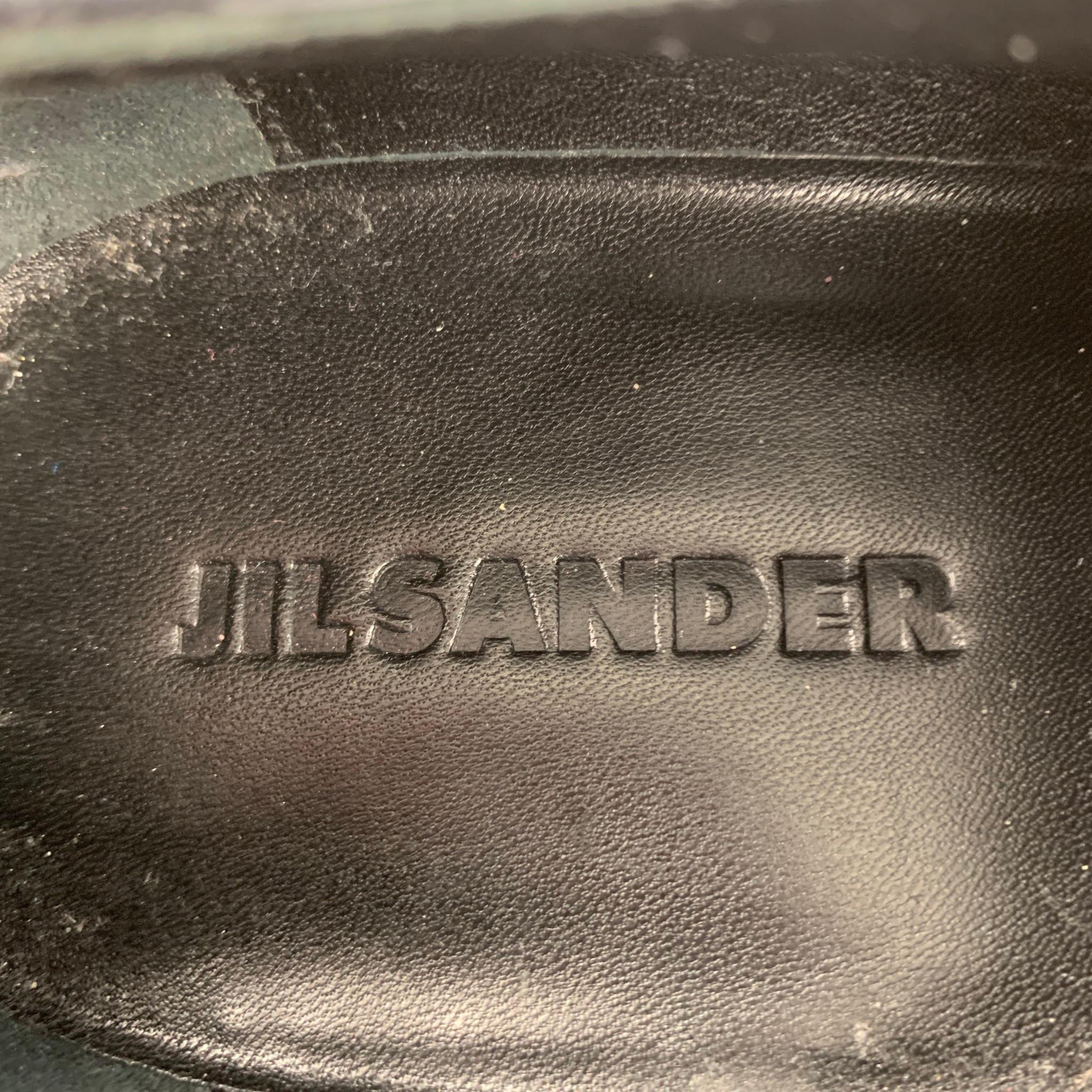JIL SANDER Size 8 Black Leather Chunky Sole Lace Up Shoes 2
