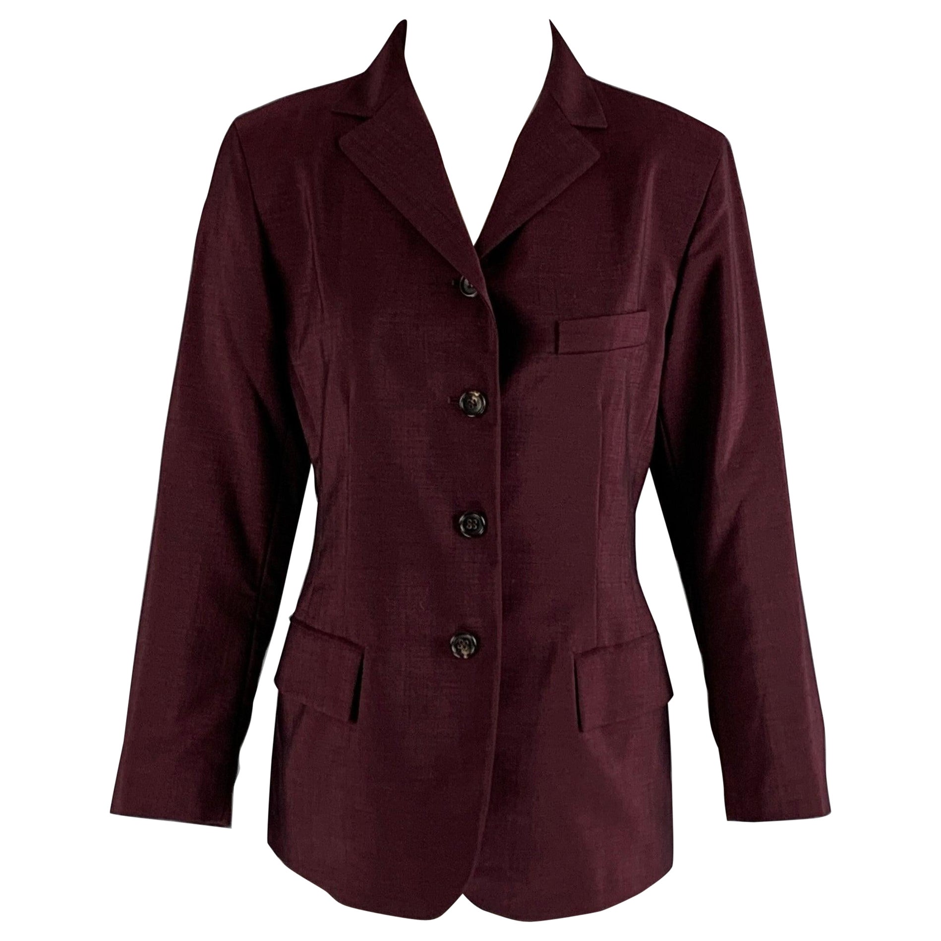 JIL SANDER Talla 8 Lana burdeos  Chaqueta de mohair