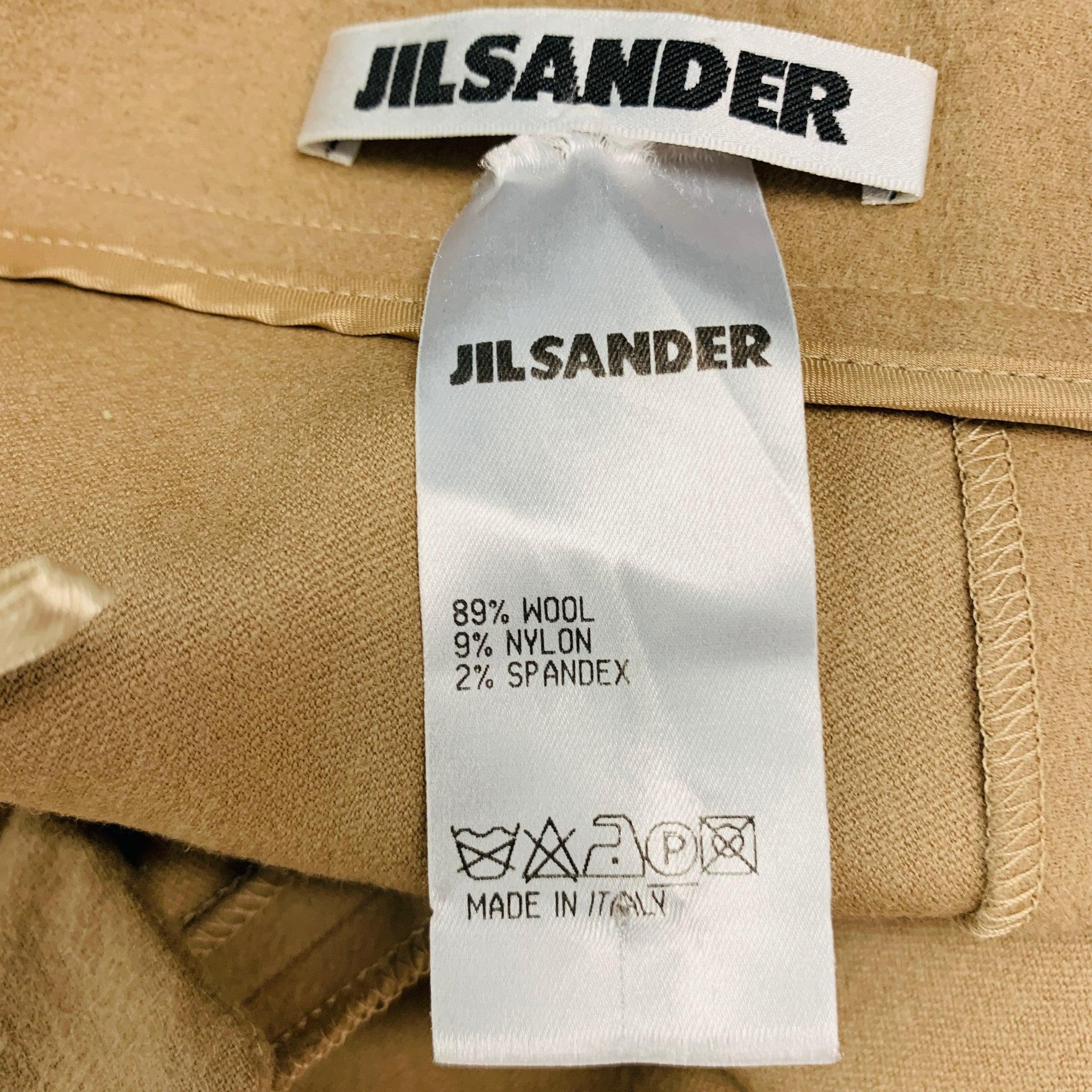 JIL SANDER Size 8 Camel Wool Blend Flat Front Shorts For Sale 2