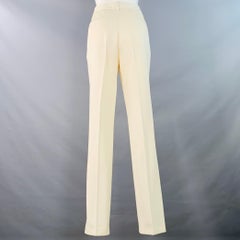 JIL SANDER Size 8 Cream Wool Flat Front Dress Pants
