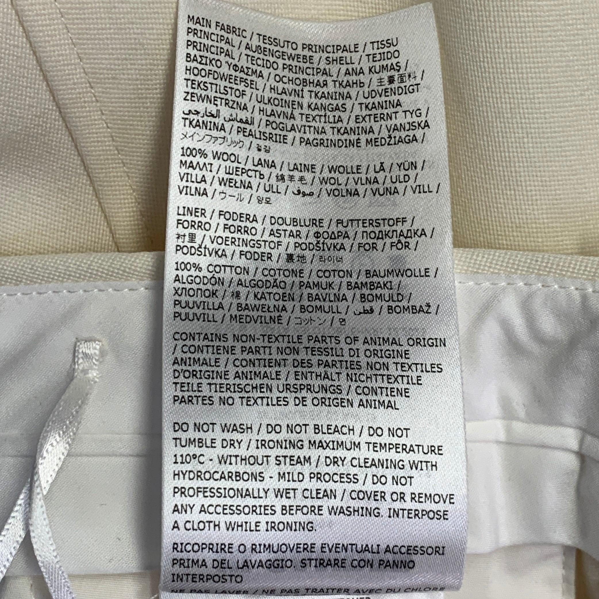 JIL SANDER Taille 8 Pantalon habillé en laine crème à devant plat Excellent état - En vente à San Francisco, CA