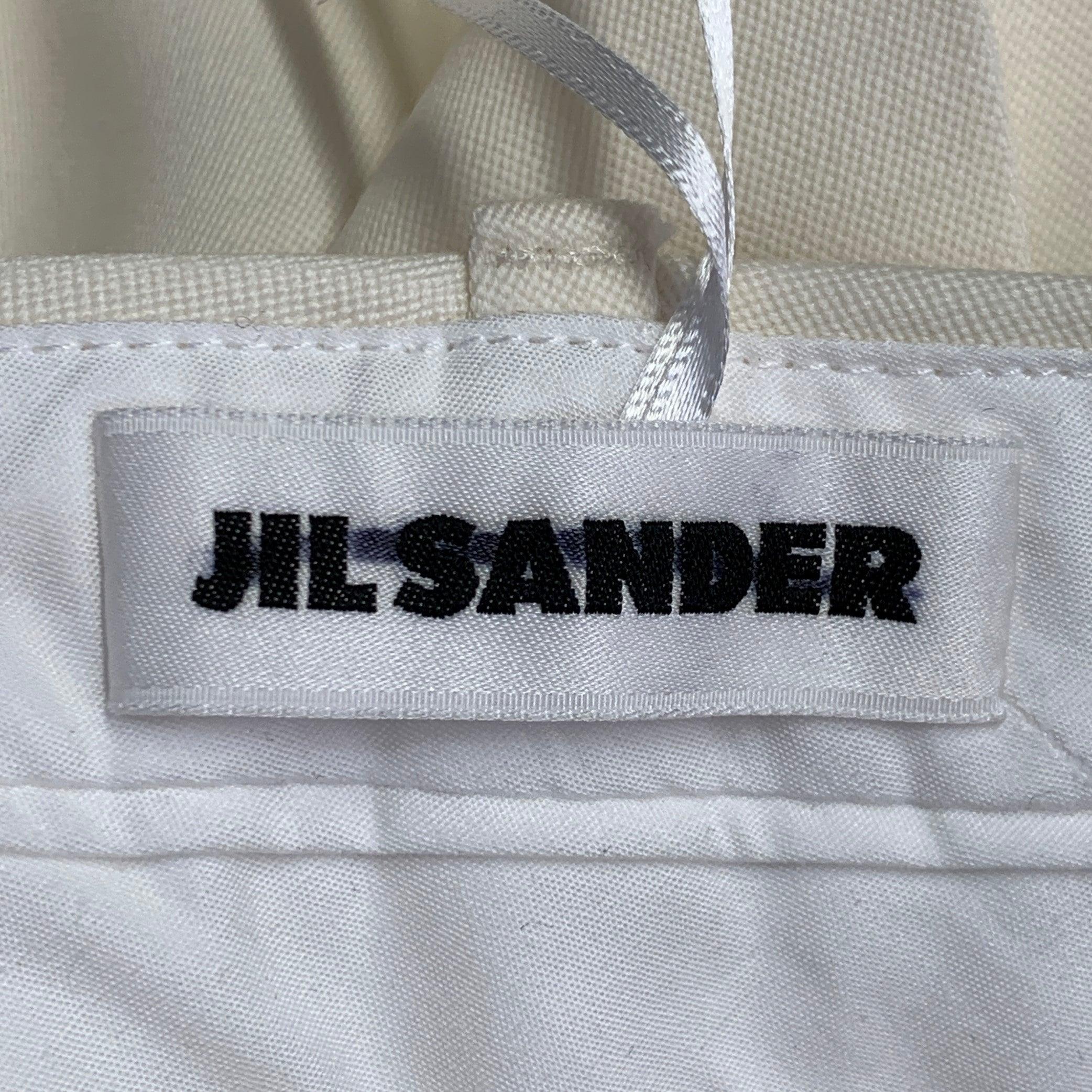 JIL SANDER Taille 8 Pantalon habillé en laine crème à devant plat Pour femmes en vente