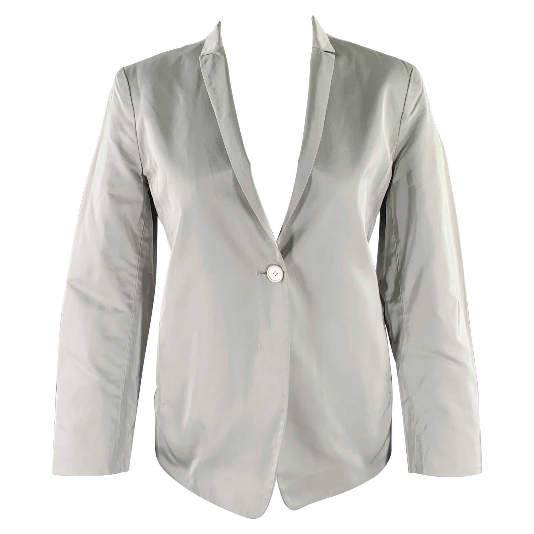 JIL SANDER Chaqueta de un solo botón de seda de poliéster gris talla 8