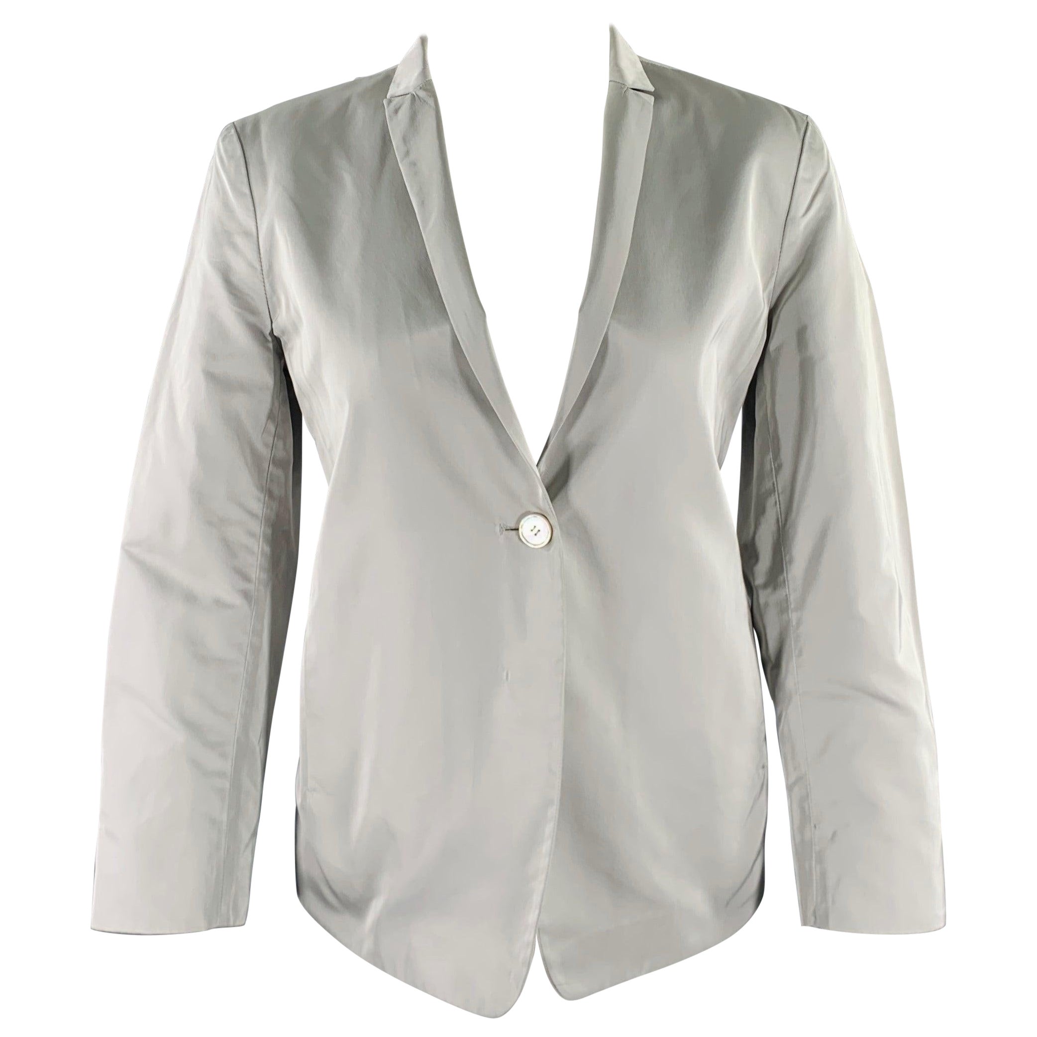 JIL SANDER Chaqueta de un solo botón de seda de poliéster gris talla 8