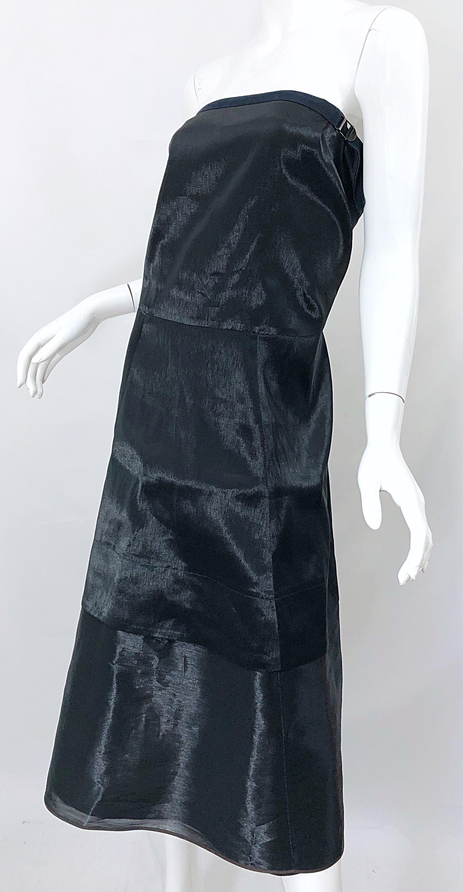 Jil Sander anni '90 taglia 8 Vestito vintage nero metallizzato Avant Garde senza spalline anni '90 in vendita 7