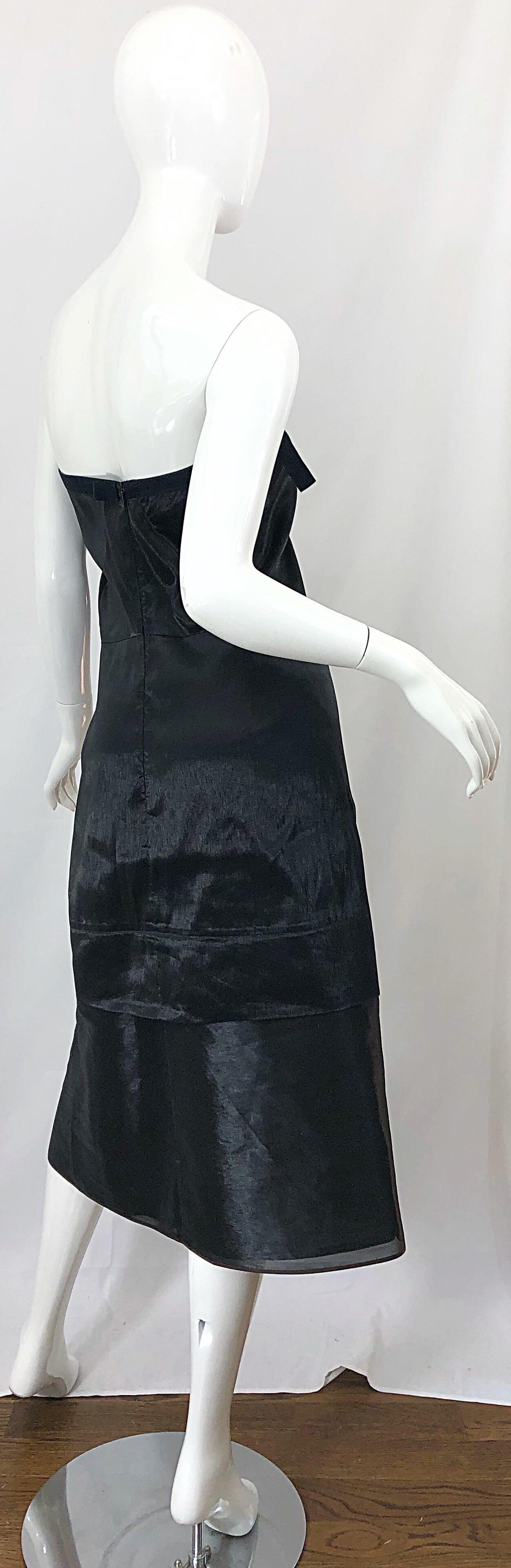 Jil Sander 90s Size 8 Vintage Black Metallic Avant Garde Strapless 1990s Dress For Sale 6