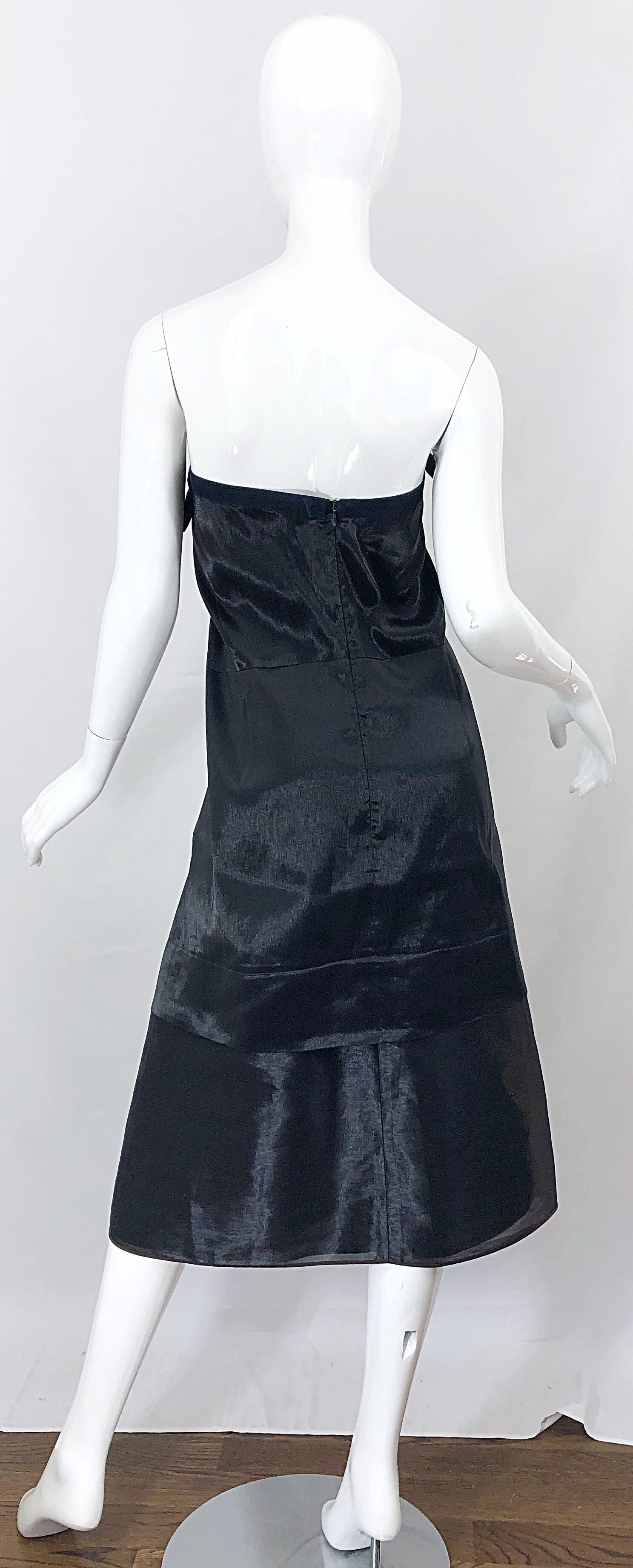 Jil Sander anni '90 taglia 8 Vestito vintage nero metallizzato Avant Garde senza spalline anni '90 In condizioni ottime in vendita a San Diego, CA