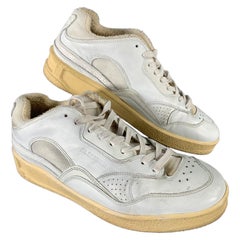 JIL SANDER Size 8 White Leather Lace Up Sneakers