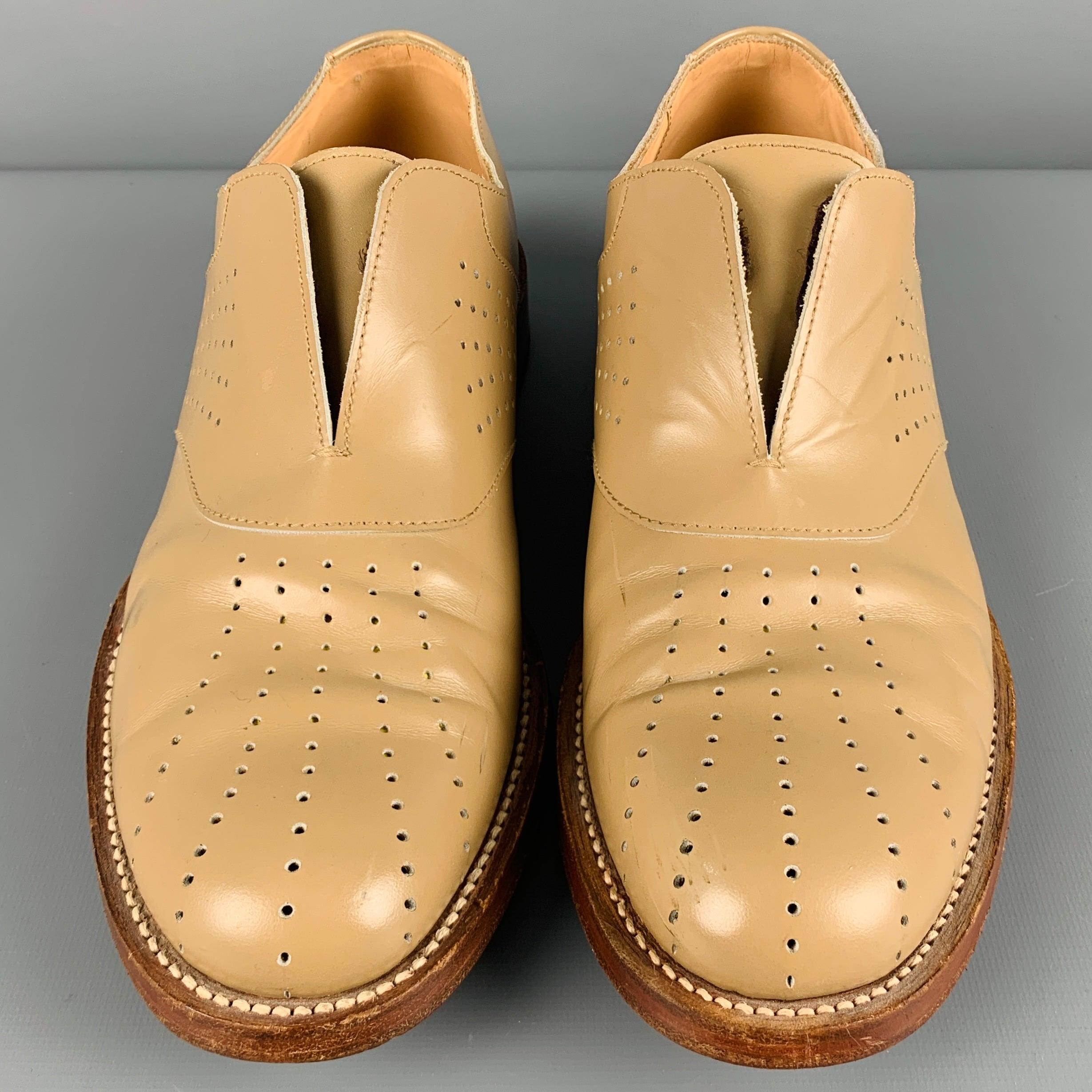 Men's JIL SANDER Size 8.5 Beige Perforated Leather Slip On Loafers For Sale