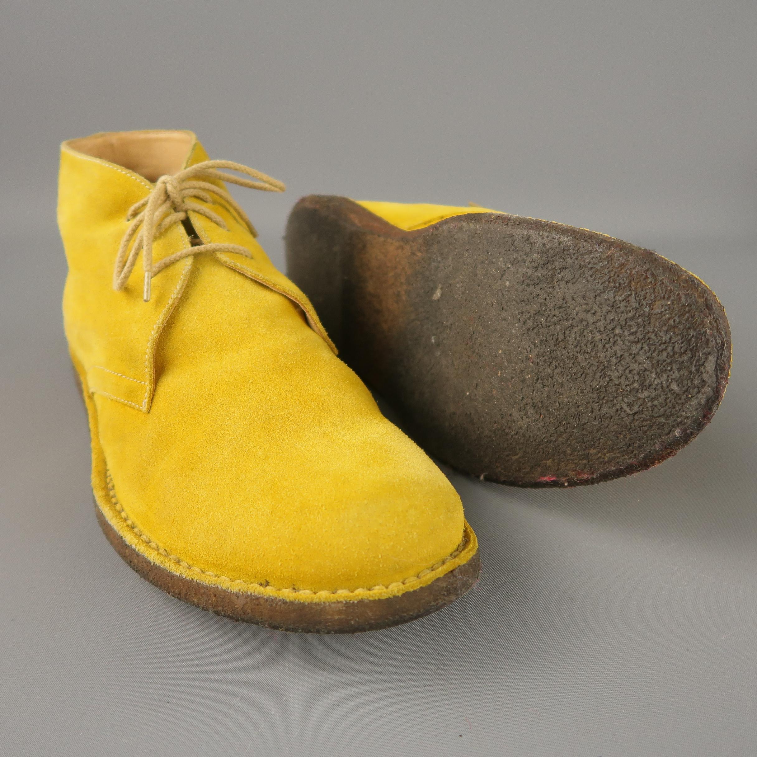 JIL SANDER Size 9 Yellow Solid Suede Lace Up Boots (Gelb)