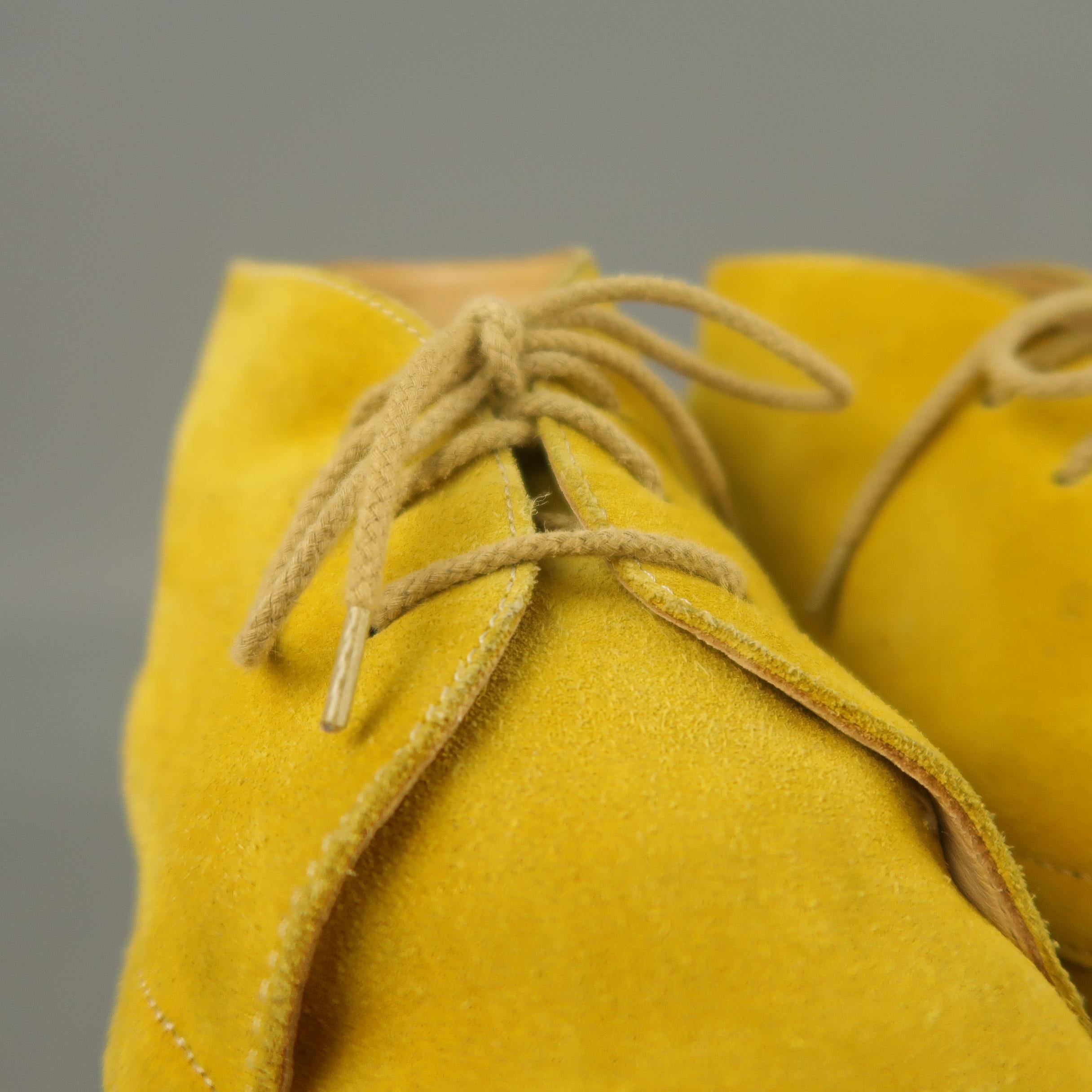 JIL SANDER Size 9 Yellow Solid Suede Lace Up Boots Herren