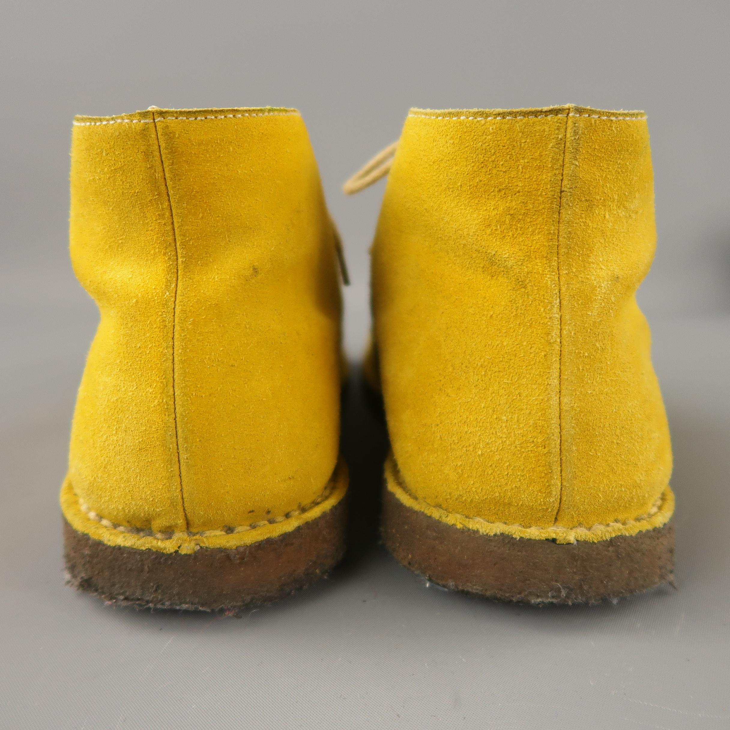 JIL SANDER Size 9 Yellow Solid Suede Lace Up Boots 1