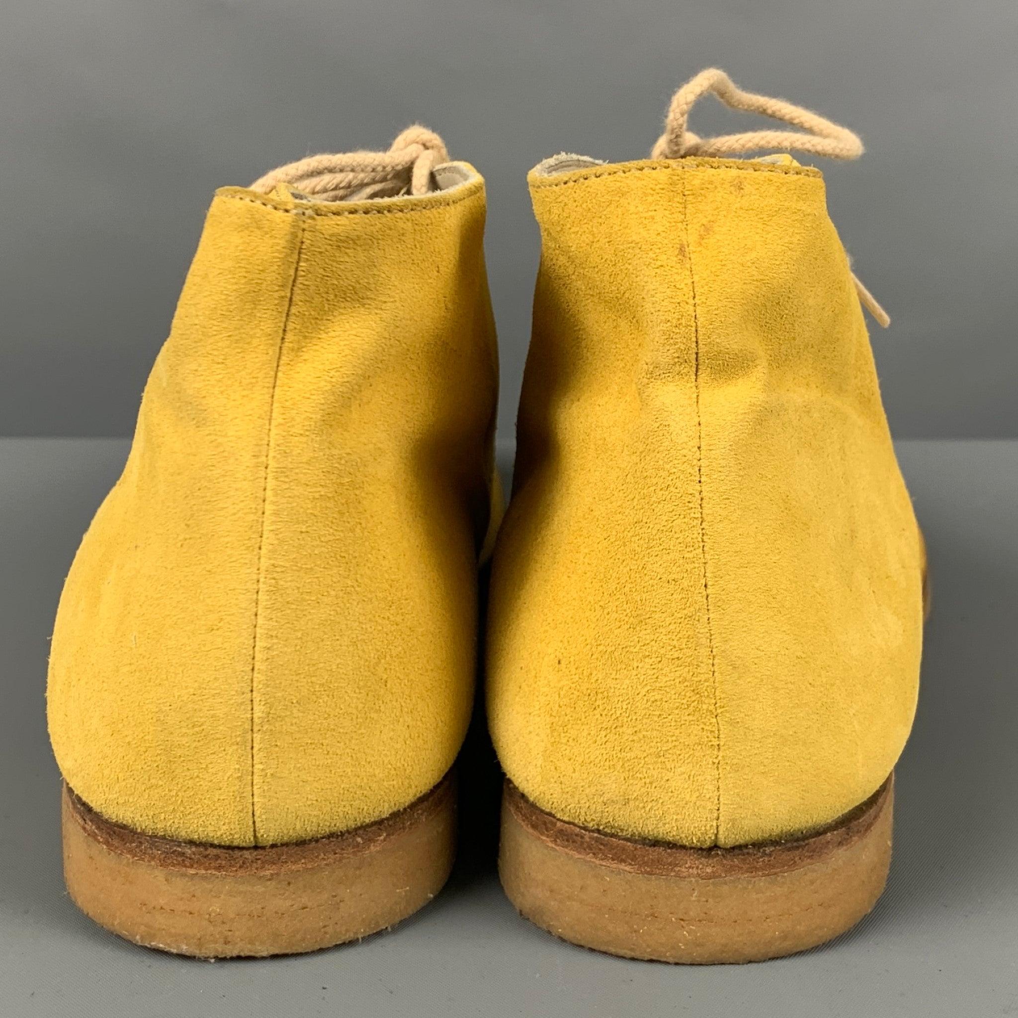 JIL SANDER Size 9 Yellow Suede Ankle Lace Up Shoes In Good Condition For Sale In San Francisco, CA
