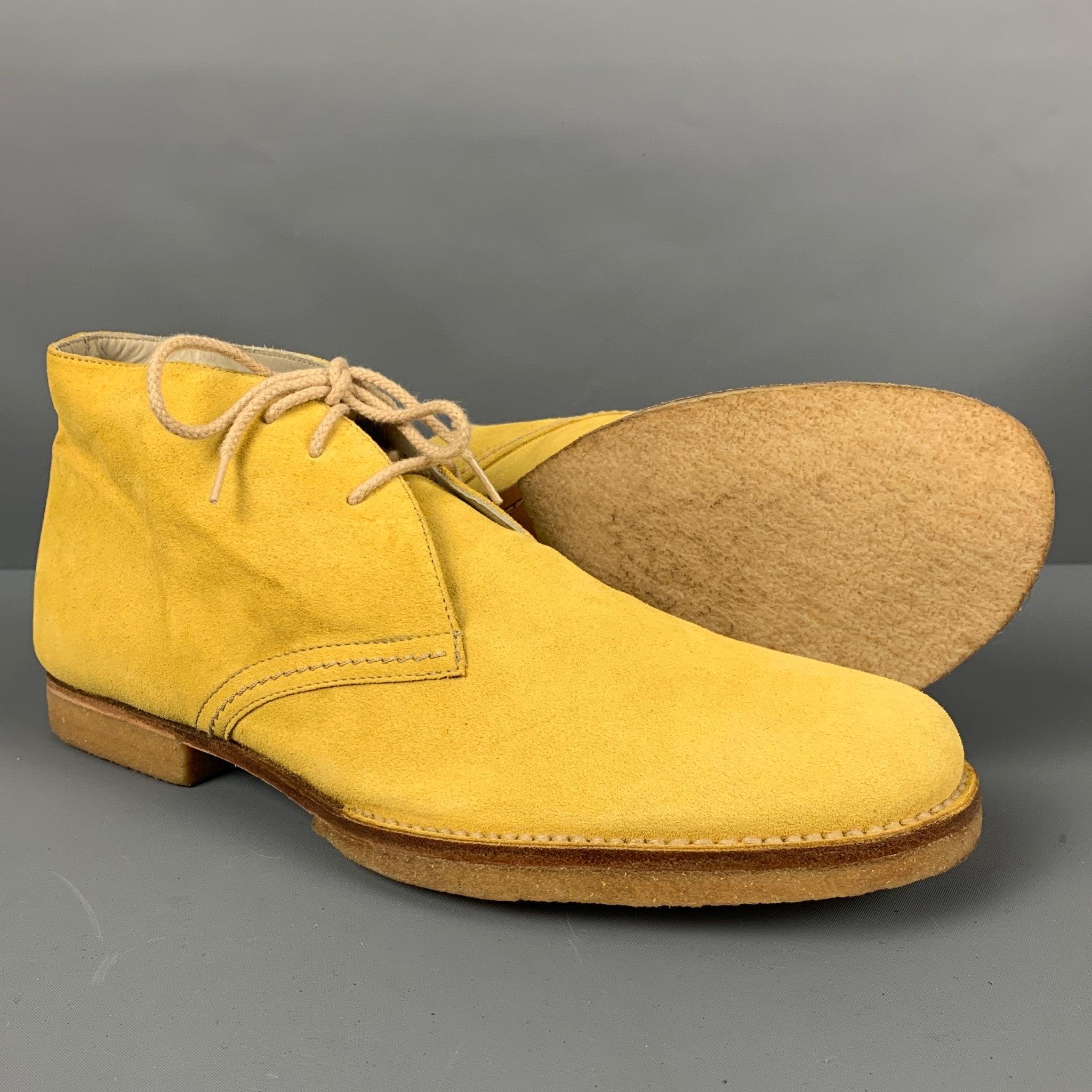 JIL SANDER Size 9 Yellow Suede Ankle Lace Up Shoes For Sale 1