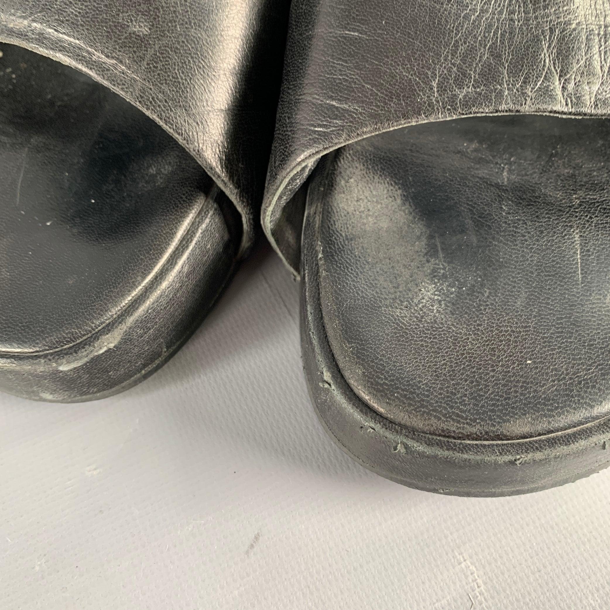 JIL SANDER Size 9.5 Black Leather Platform Sandals For Sale 6