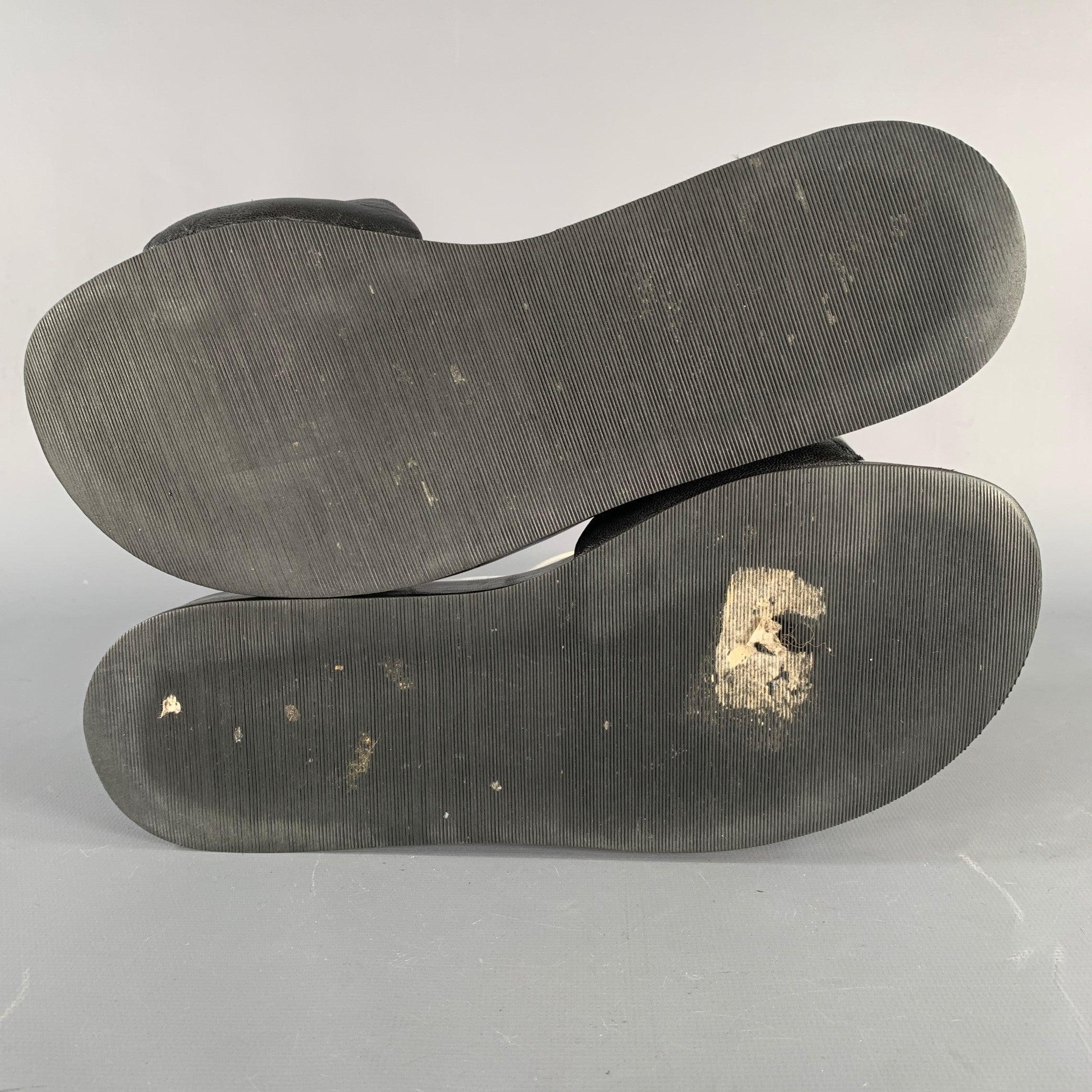 JIL SANDER Size 9.5 Black Leather Platform Sandals For Sale 2