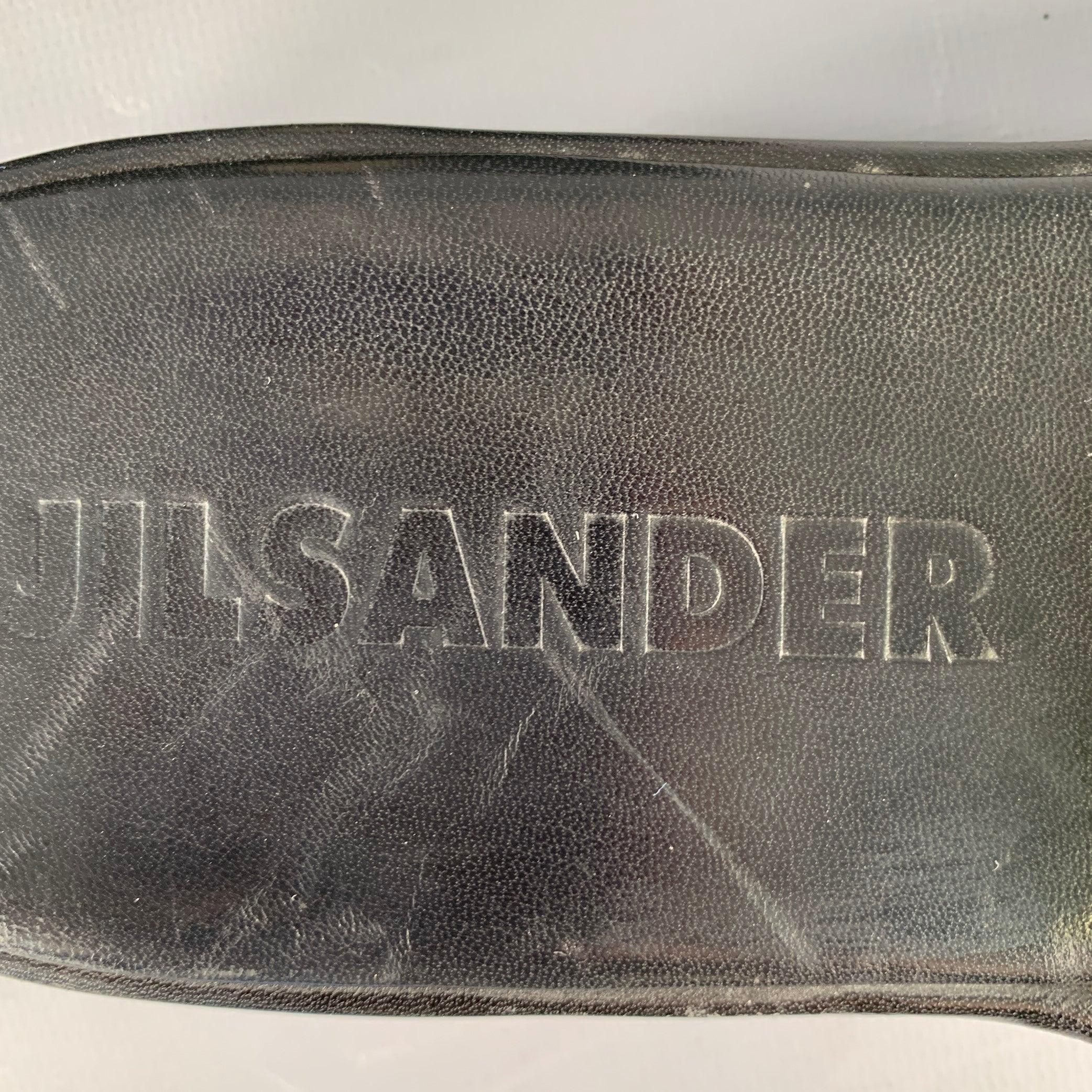 JIL SANDER Size 9.5 Black Leather Platform Sandals For Sale 3