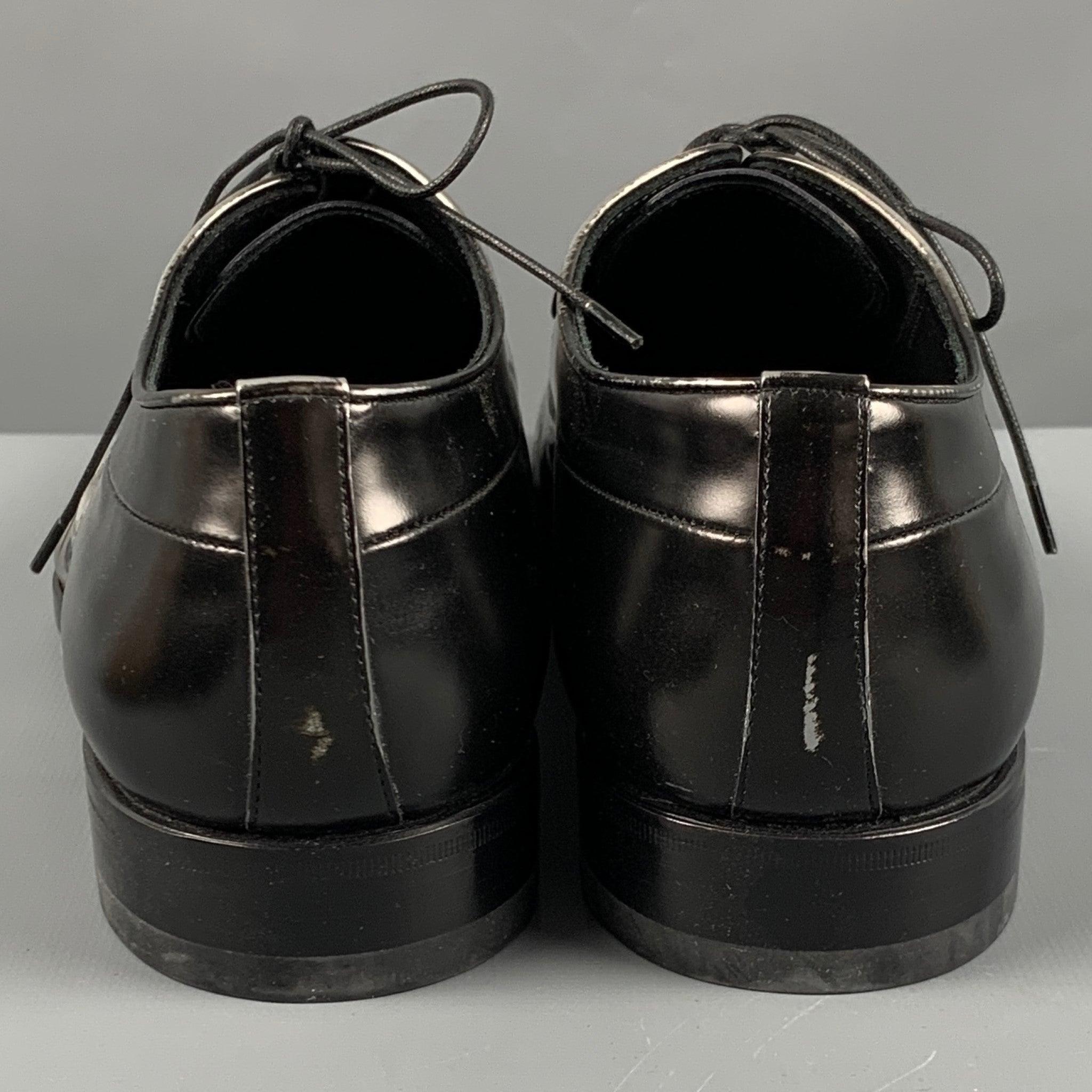 JIL SANDER Size 9.5 Black Silver Ombre Lace-Up Shoes In Good Condition For Sale In San Francisco, CA