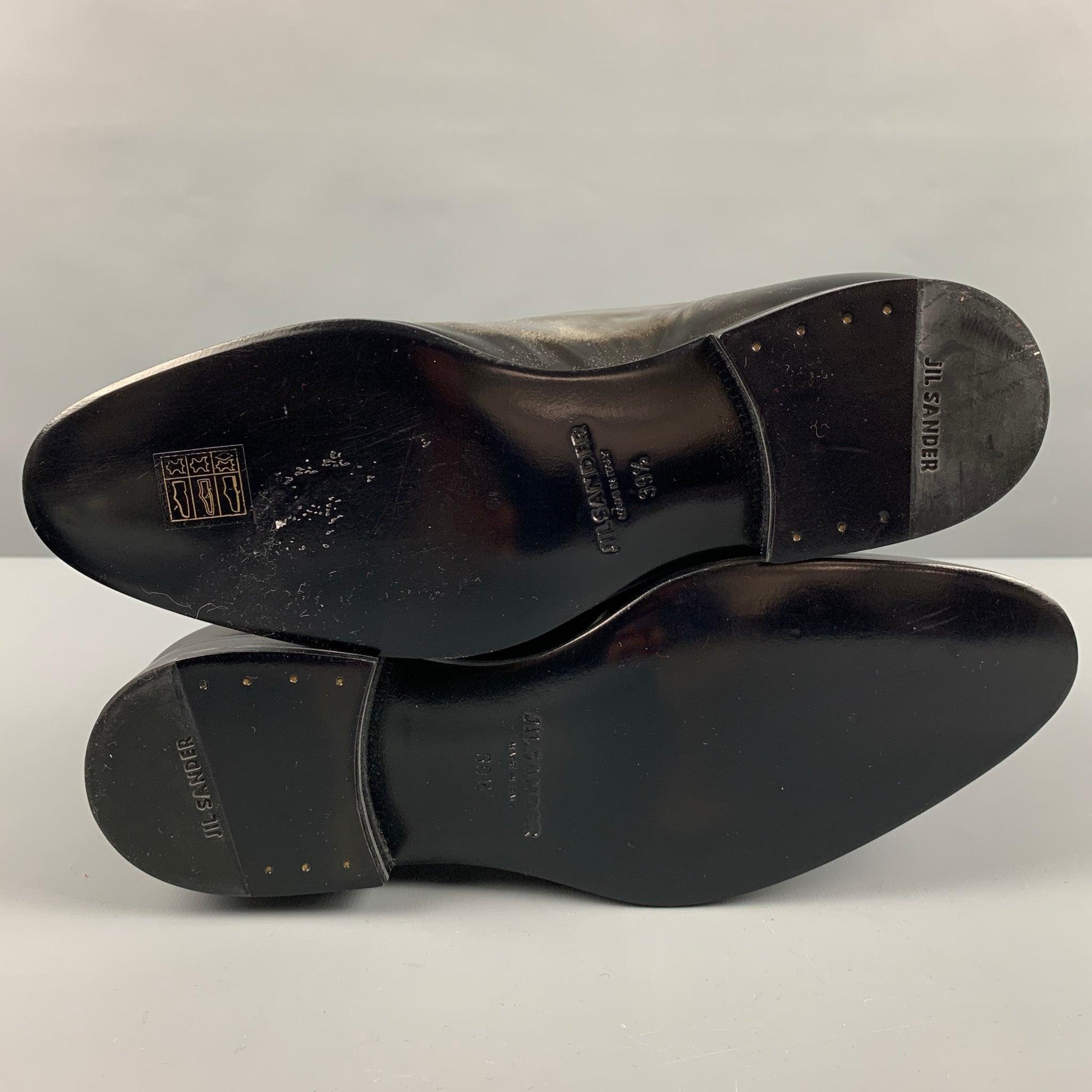 JIL SANDER Size 9.5 Black Silver Ombre Lace-Up Shoes For Sale 2