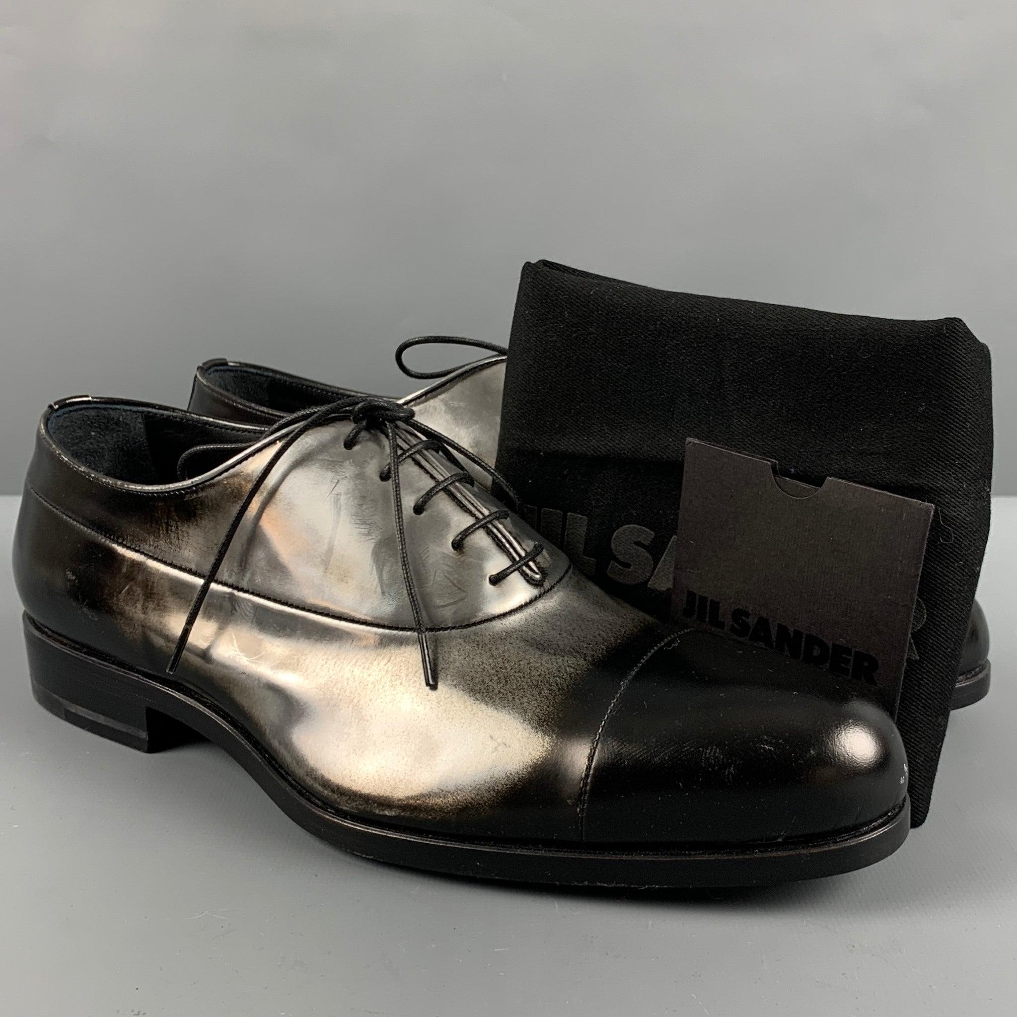 JIL SANDER Size 9.5 Black Silver Ombre Lace-Up Shoes For Sale 4