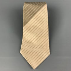 JIL SANDER Size Beige Grey Diagonal Stripe Silk Satin Tie