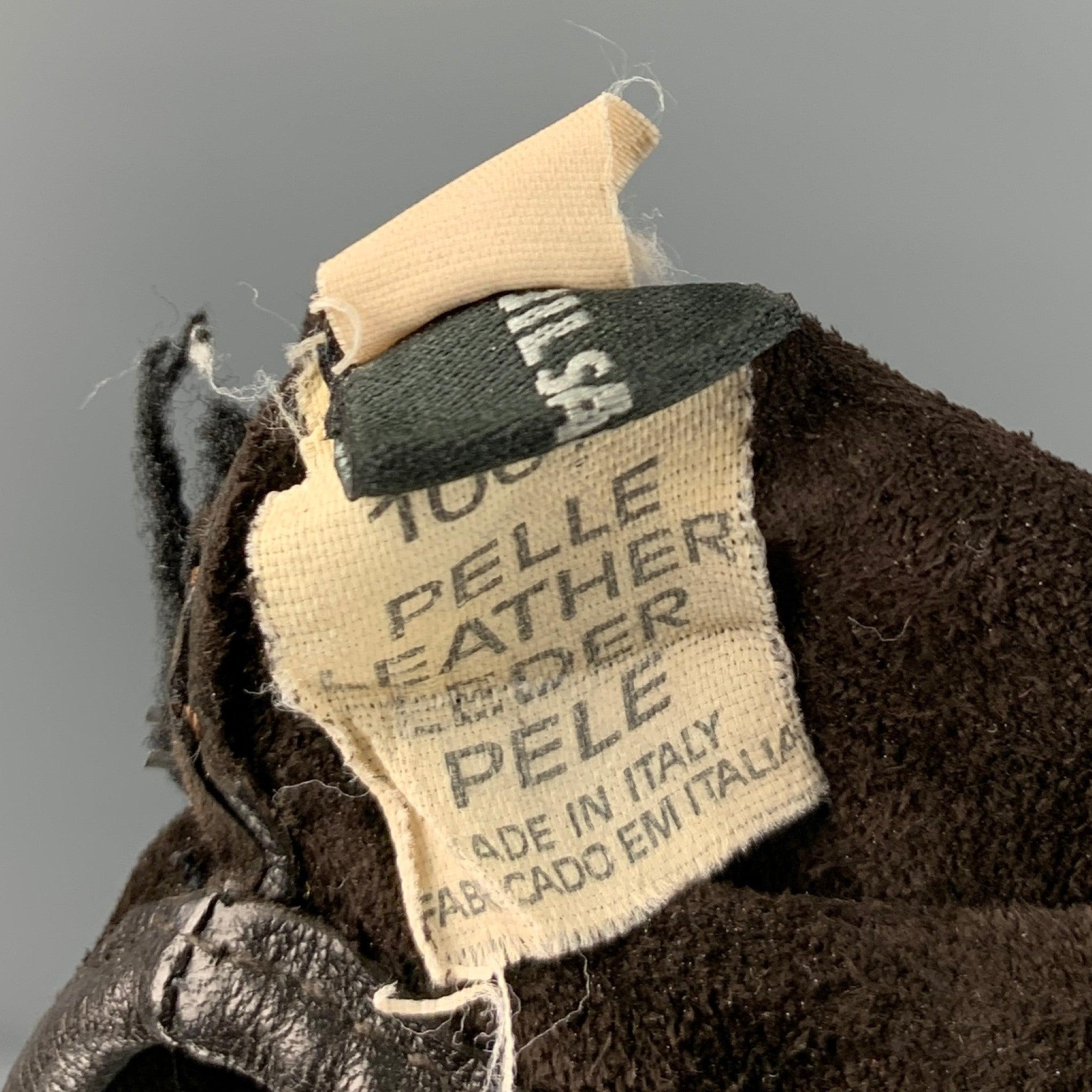 Men's JIL SANDER Size L Brown Solid Leather Gloves For Sale