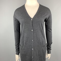 JIL SANDER Size L Charcoal Wool Long Duster Cardigan