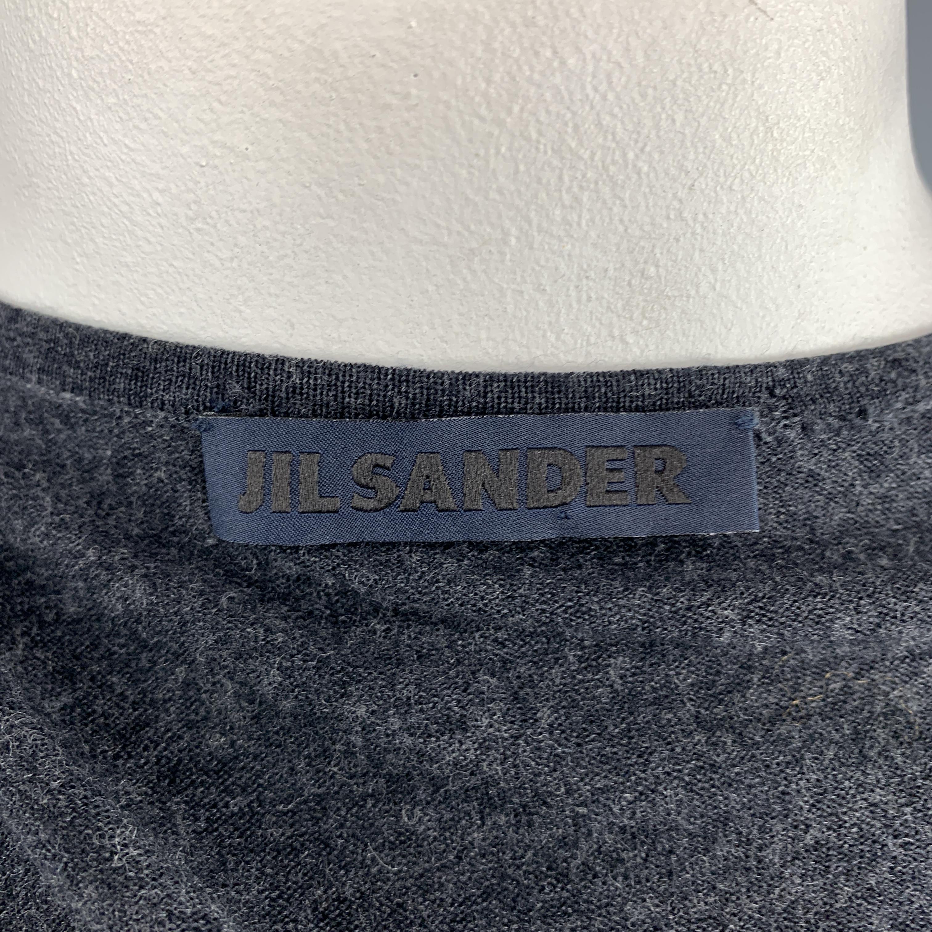 JIL SANDER Size L Charcoal Wool Long Duster Cardigan In Excellent Condition In San Francisco, CA