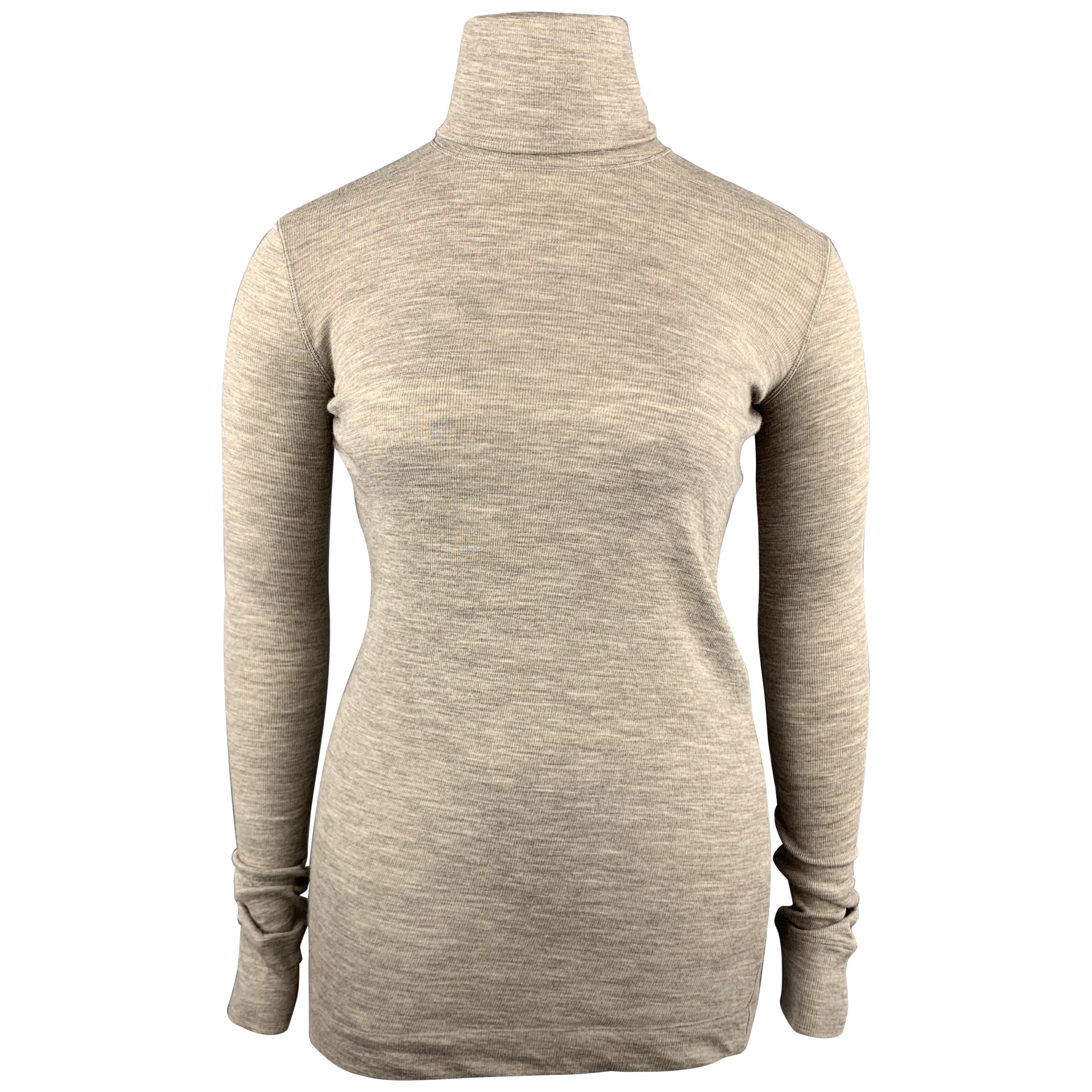 JIL SANDER Size L Oatmeal Beige Wool / Angora Pullover Turtleneck Sweater