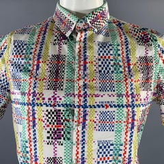 JIL SANDER - Camicia a maniche corte in cotone bianco e multicolore taglia L