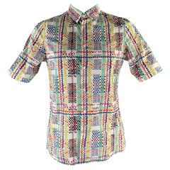 JIL SANDER - Camicia a maniche corte in cotone bianco e multicolore taglia L
