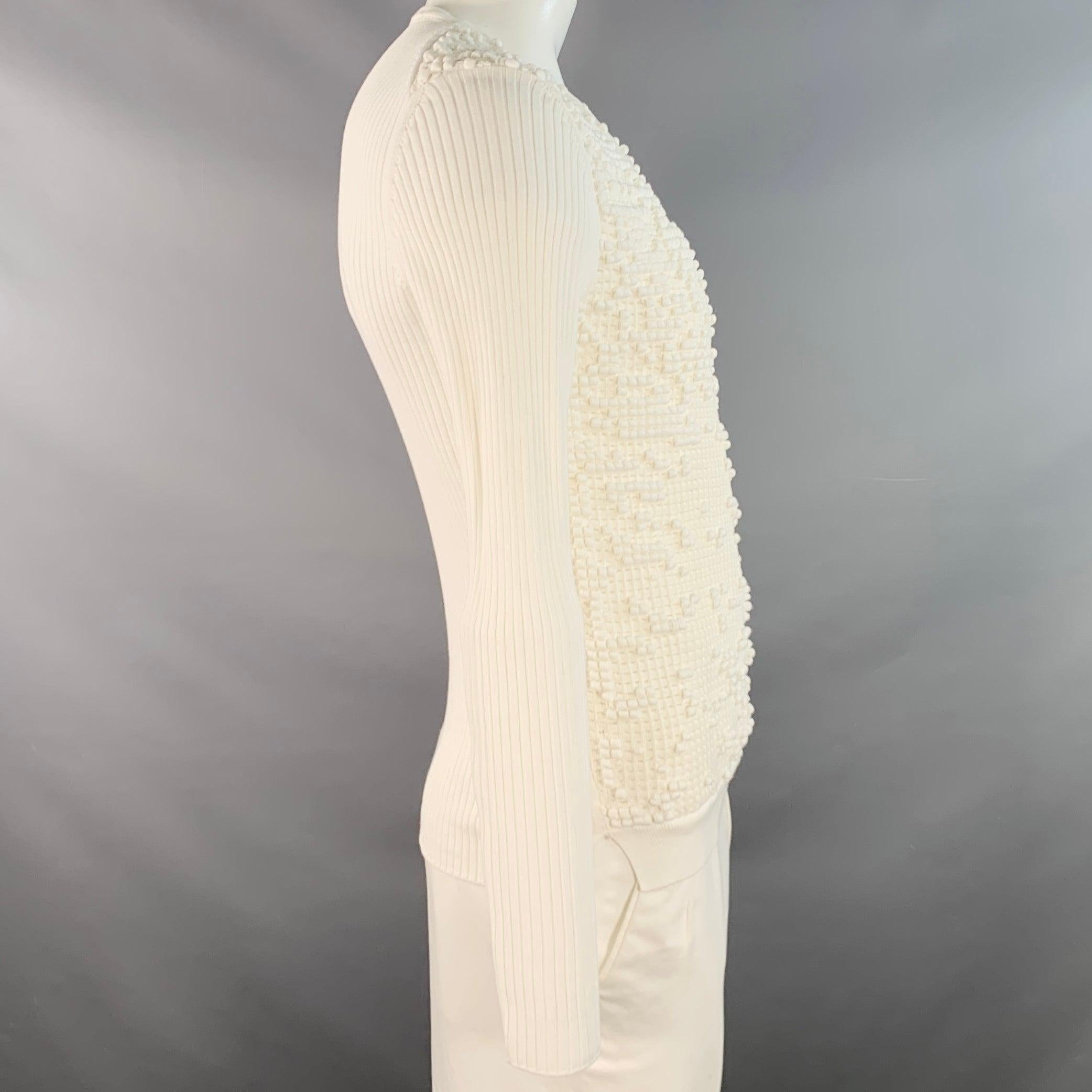 Bianco JIL SANDER Pullover a girocollo in cotone testurizzato bianco taglia L