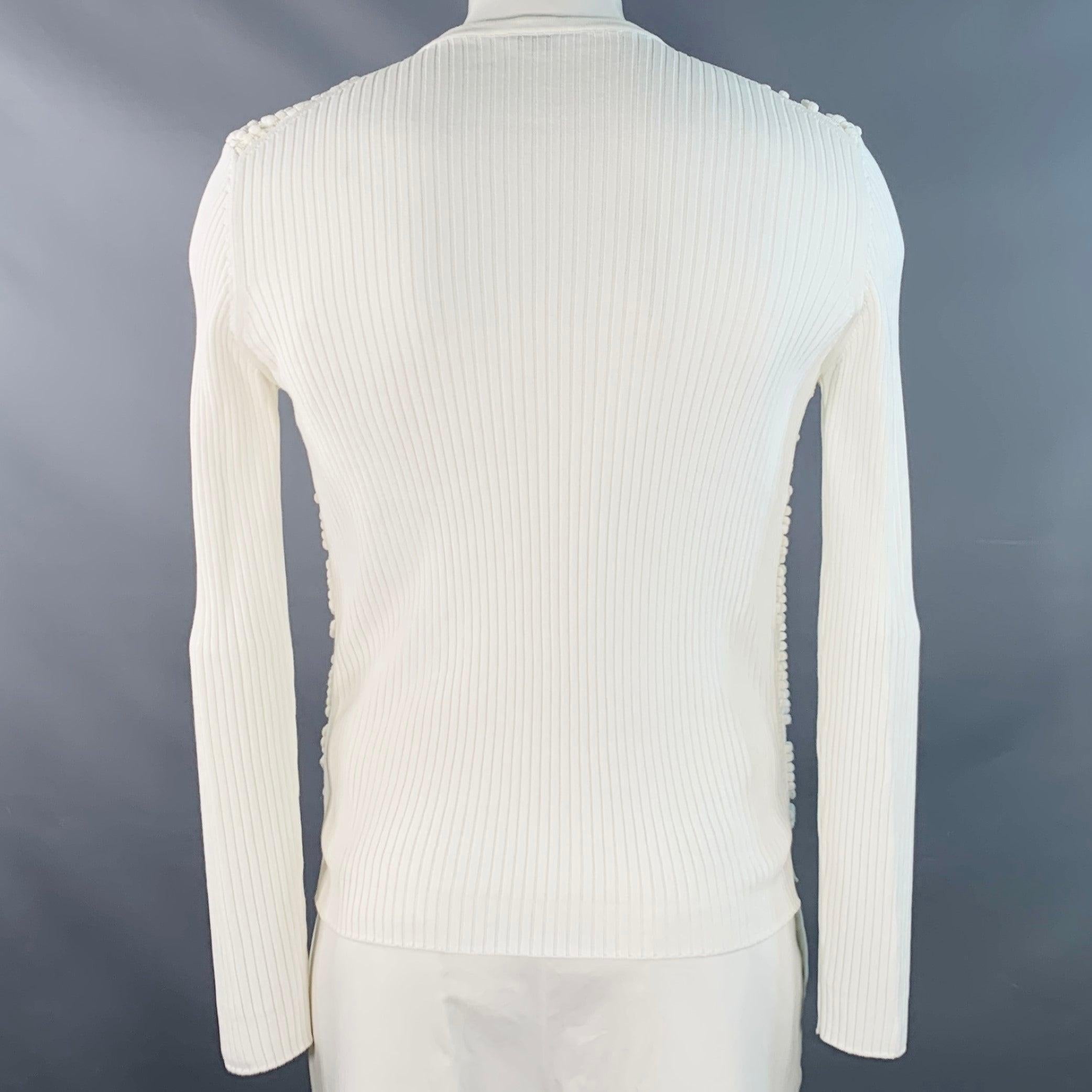 JIL SANDER Pullover a girocollo in cotone testurizzato bianco taglia L In condizioni ottime a San Francisco, CA