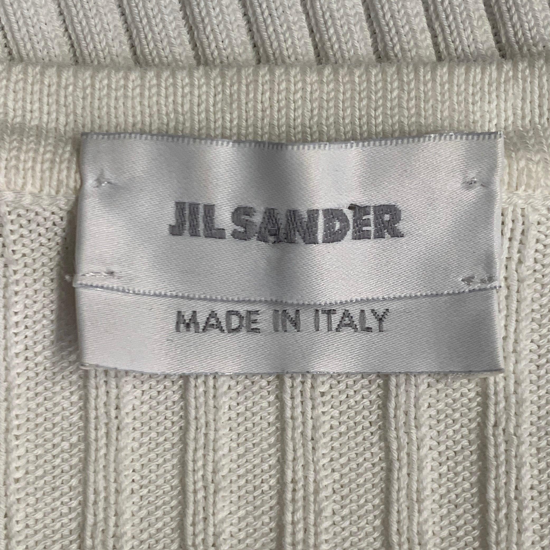 Uomo JIL SANDER Pullover a girocollo in cotone testurizzato bianco taglia L